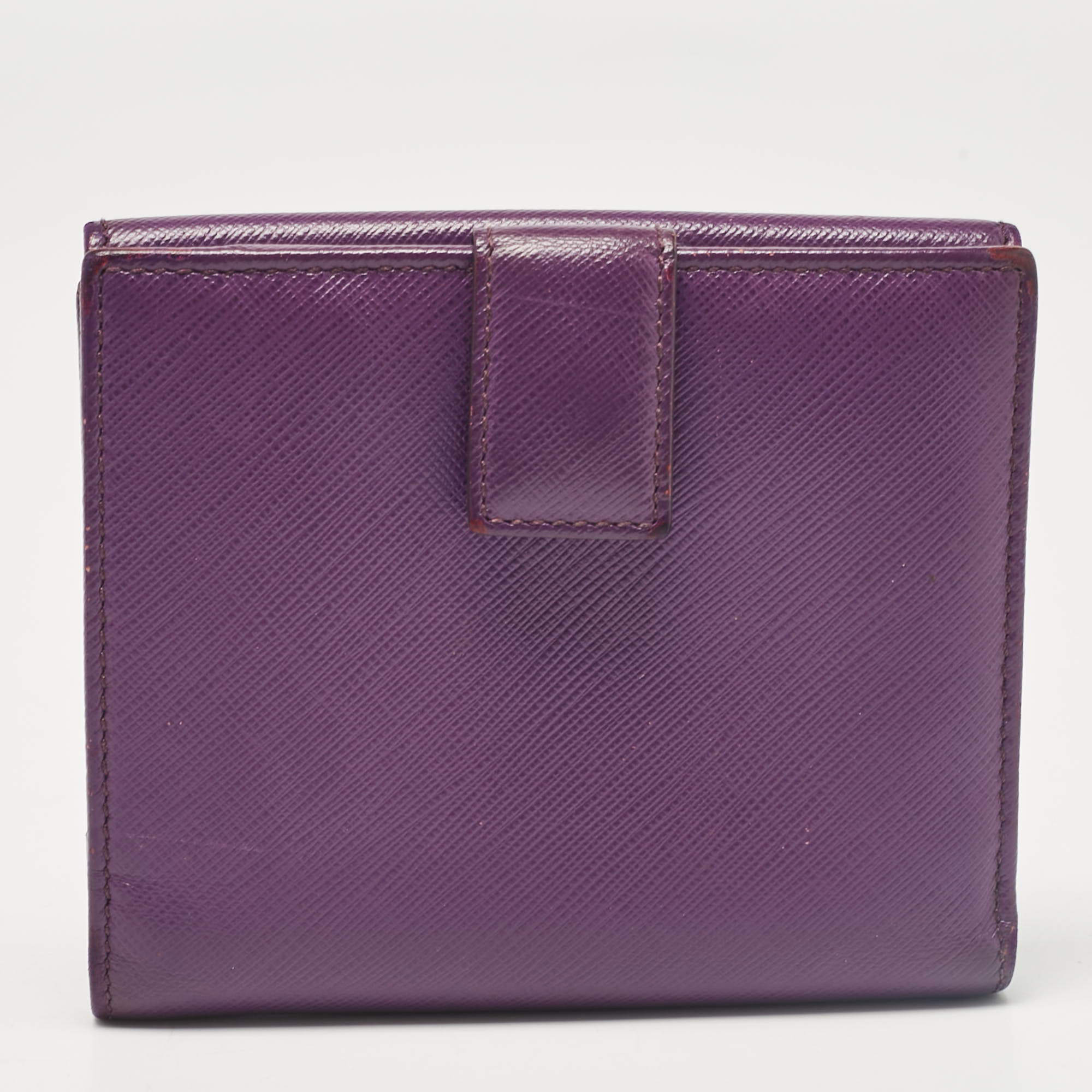 Salvatore Ferragamo Purple Leather Gancio Clasp French Wallet