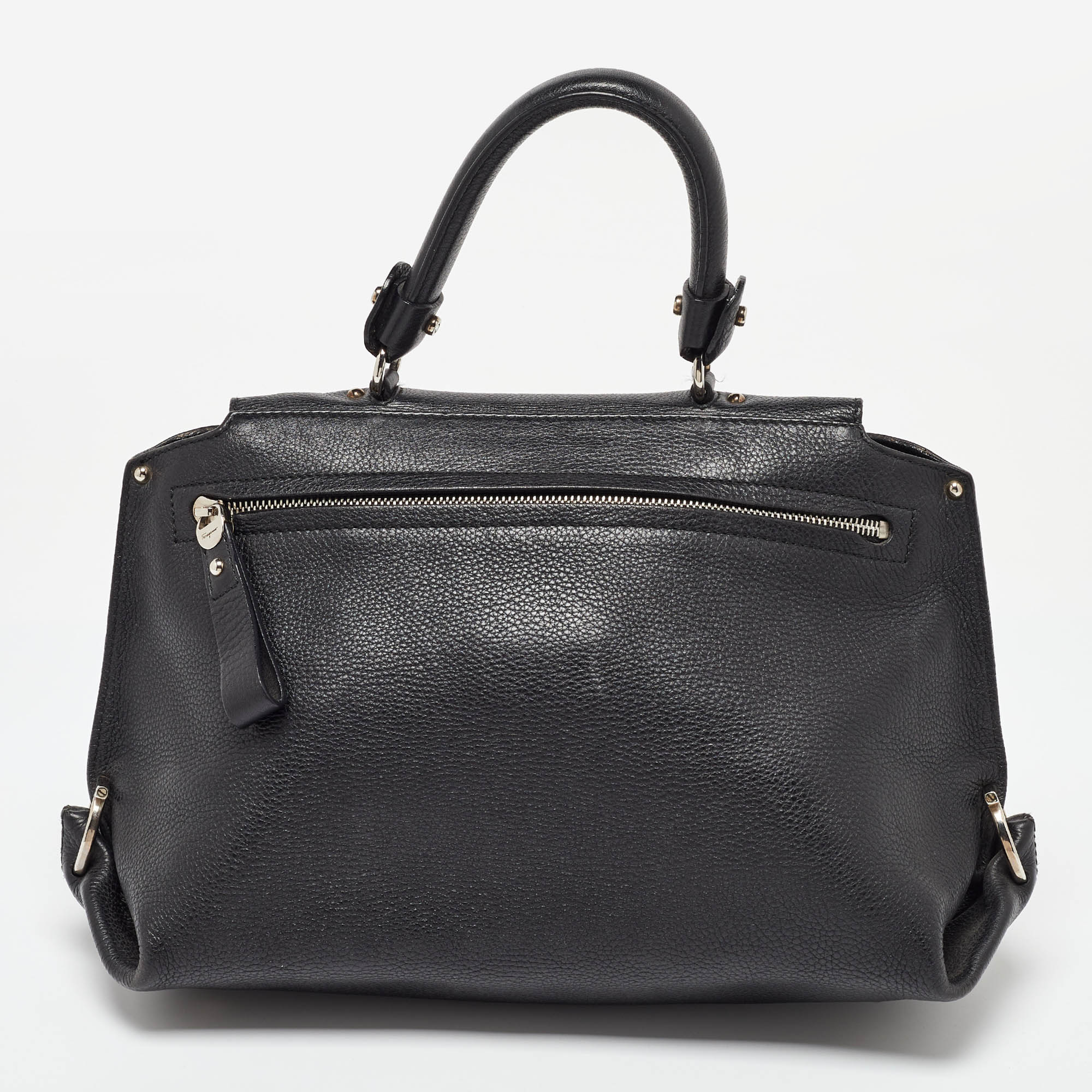 Salvatore Ferragamo Black Leather Sofia Top Handle Bag