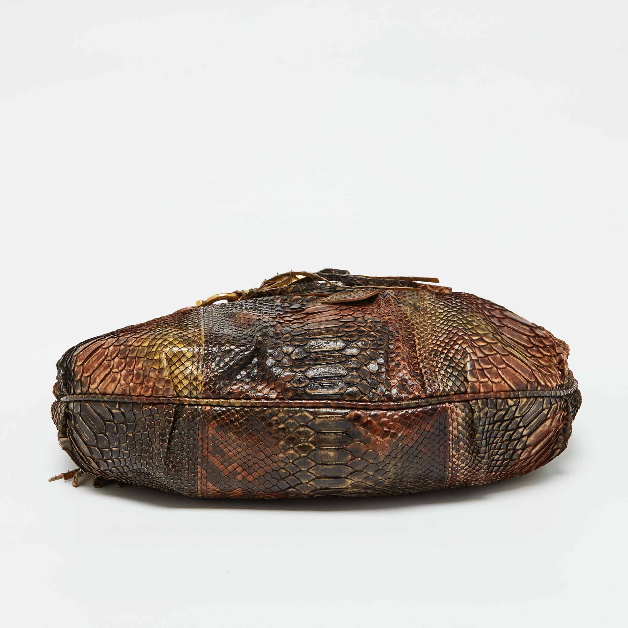 Salvatore Ferragamo Brown Python Leather Hobo