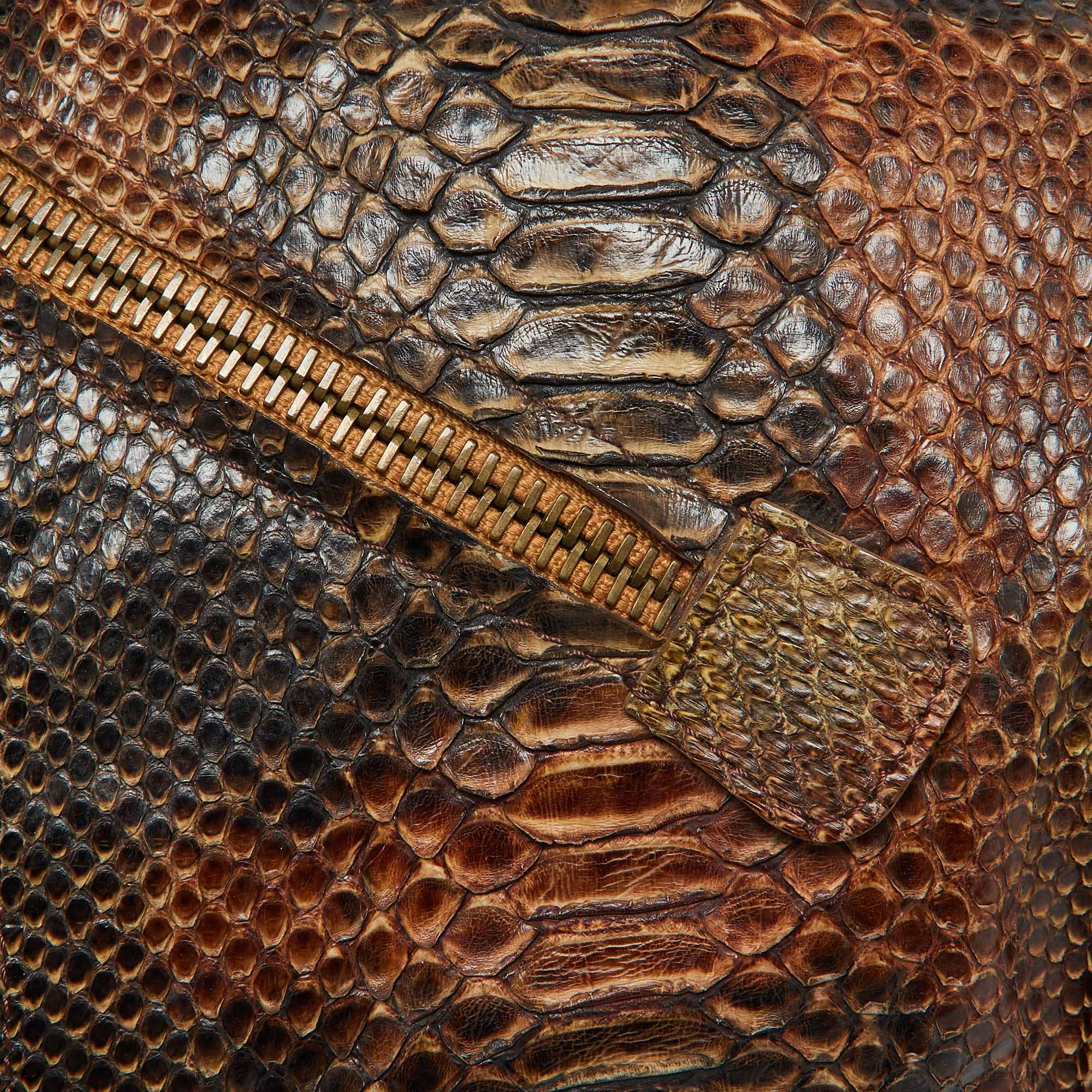 Salvatore Ferragamo Brown Python Leather Hobo