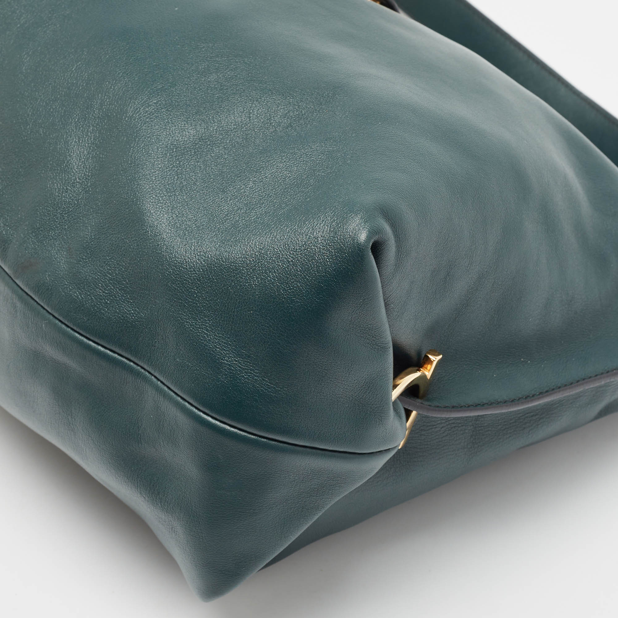 Salvatore Ferragamo Dark Green Leather Fanisa Hobo