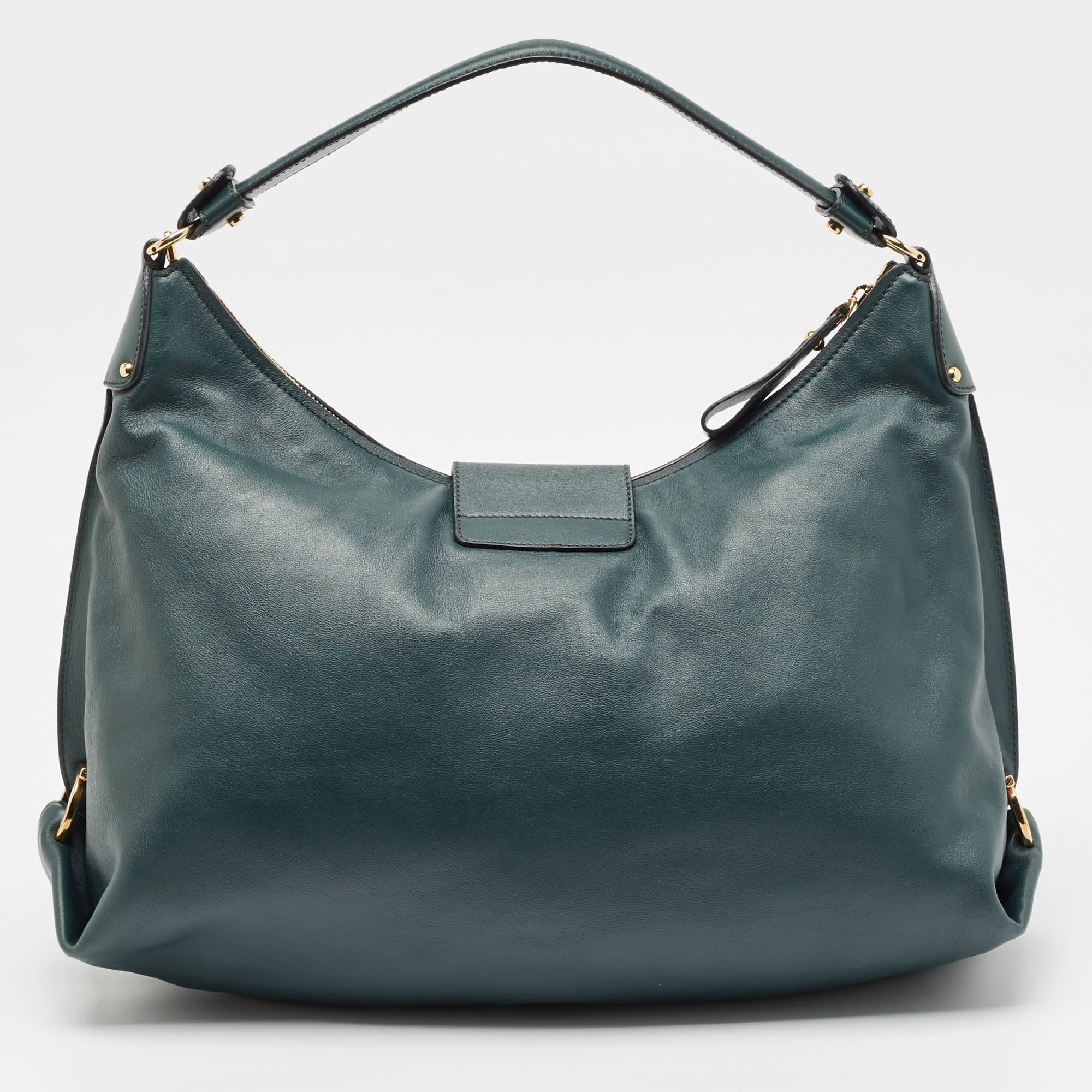 Salvatore Ferragamo Dark Green Leather Fanisa Hobo