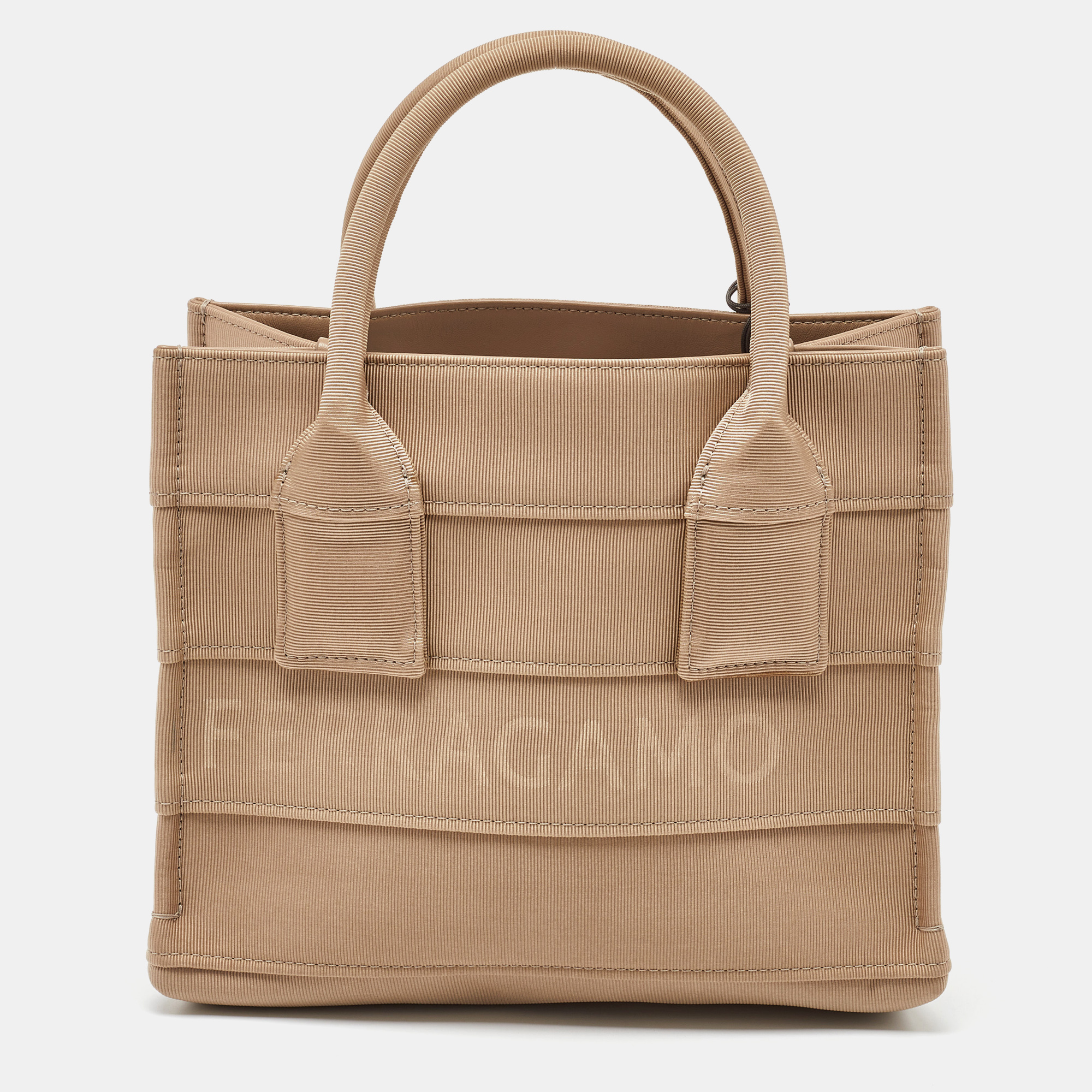 Salvatore Ferragamo Beige Signature Fabric Logo Small Tote