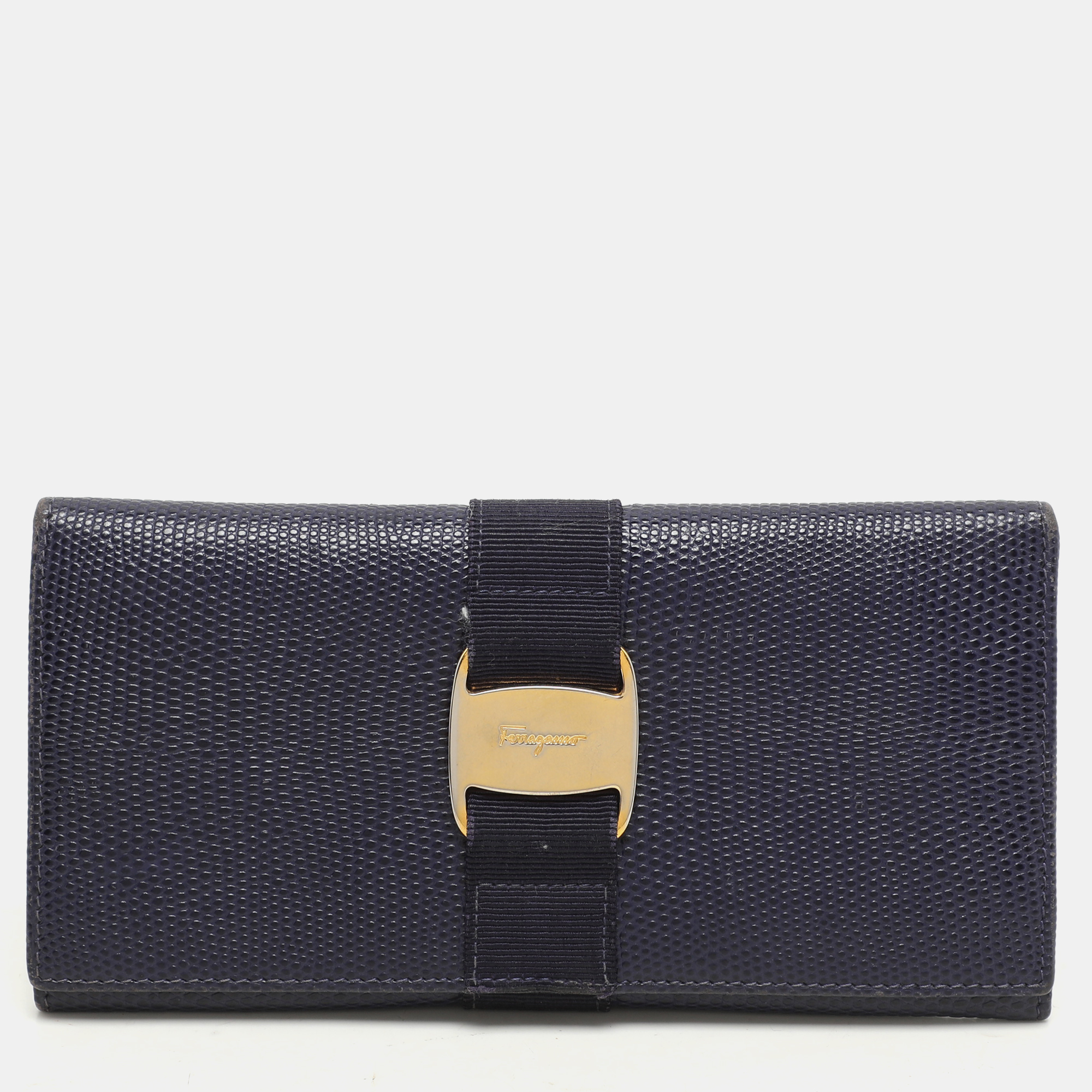 Salvatore Ferragamo Indigo Lizard Leather Vara Bow Continental Wallet, Blue
Salvatore Ferragamo Indigo Lizard Leather Vara Bow Continental Wallet, Blue