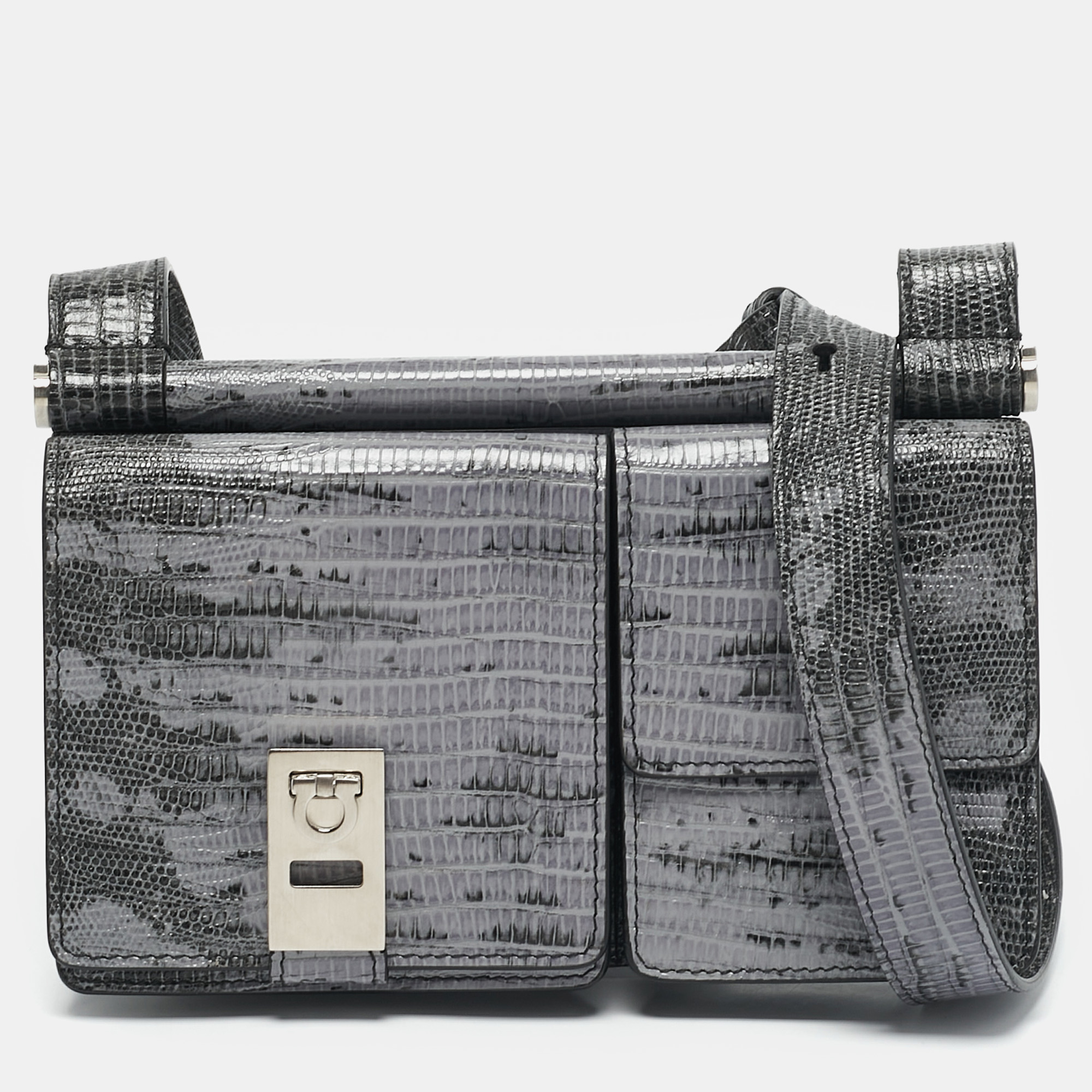 Salvatore Ferragamo Lilac/Black Lizard Embossed Leather Multi Pocket Flap Crossbody Bag, Purple
Salvatore Ferragamo Lilac/Black Lizard Embossed Leather Multi Pocket Flap Crossbody Bag, Purple