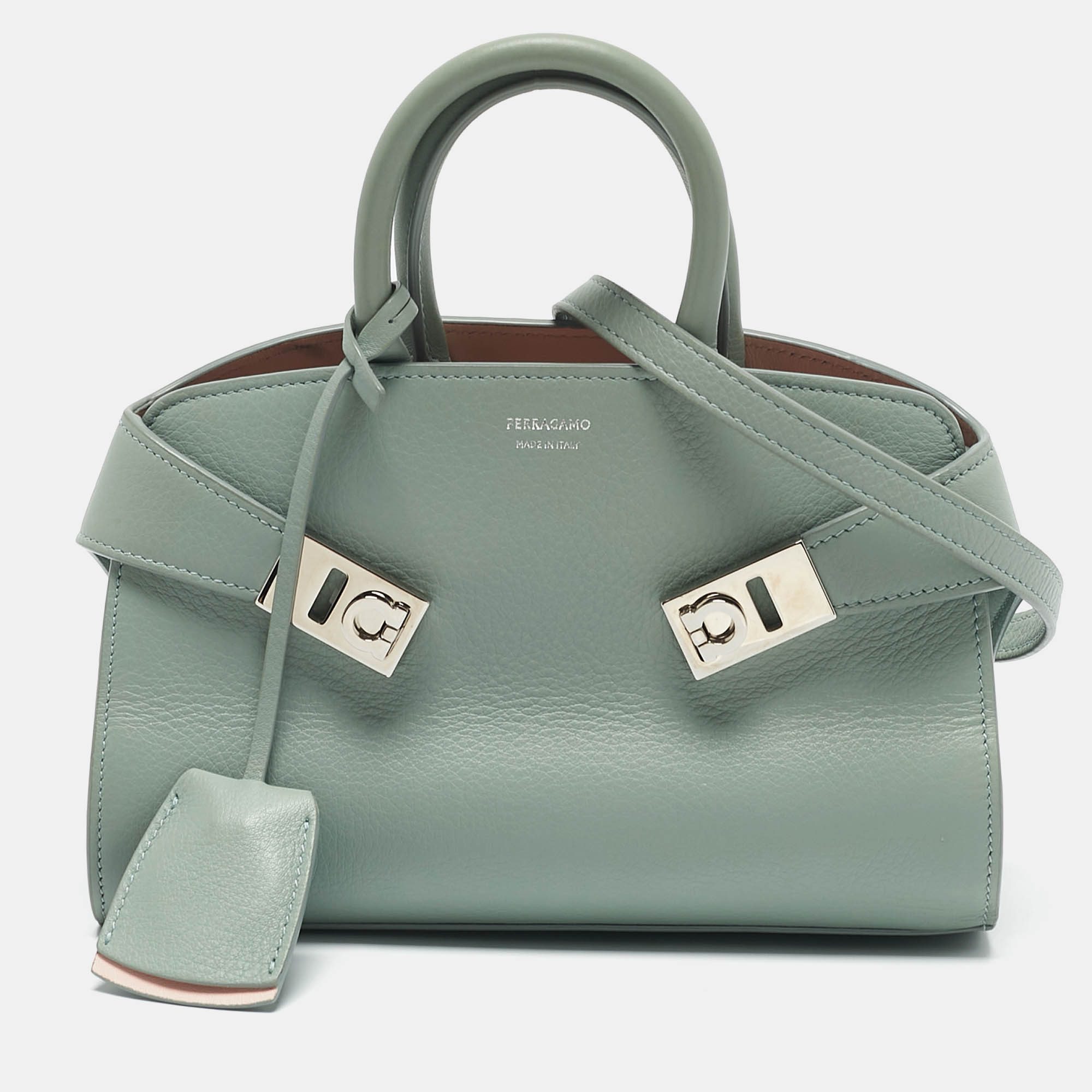 Salvatore Ferragamo Green Leather XS Hug Satchel