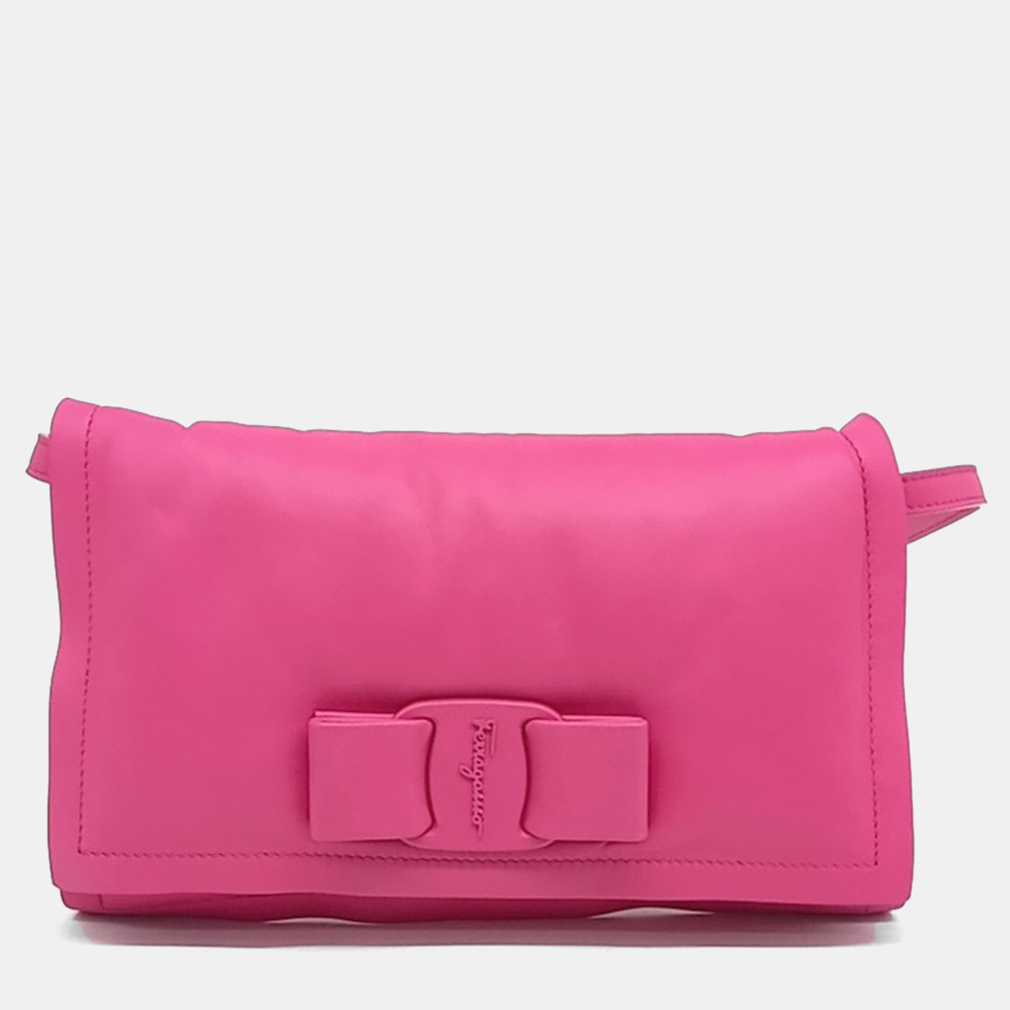 Salvatore Ferragamo Pink Leather Viva Bow Mini Crossbody Bag