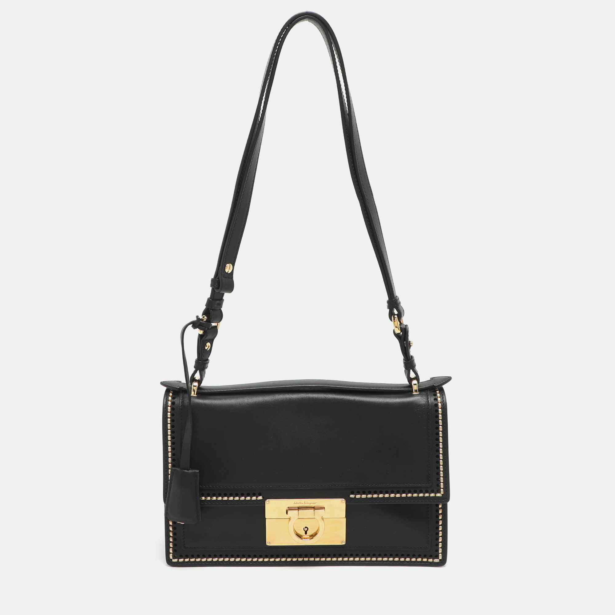 Salvatore Ferragamo Aileen Black Leather Shoulder Bag
Salvatore Ferragamo Aileen Black Leather Shoulder Bag