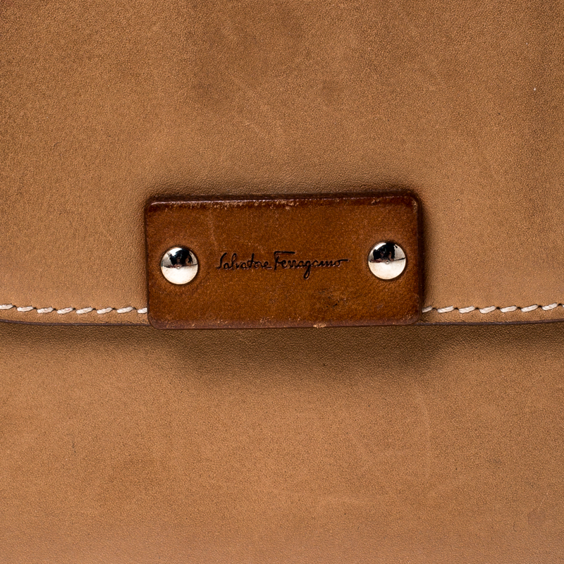 Salvatore Ferragamo Tan Leather Flap Wallet