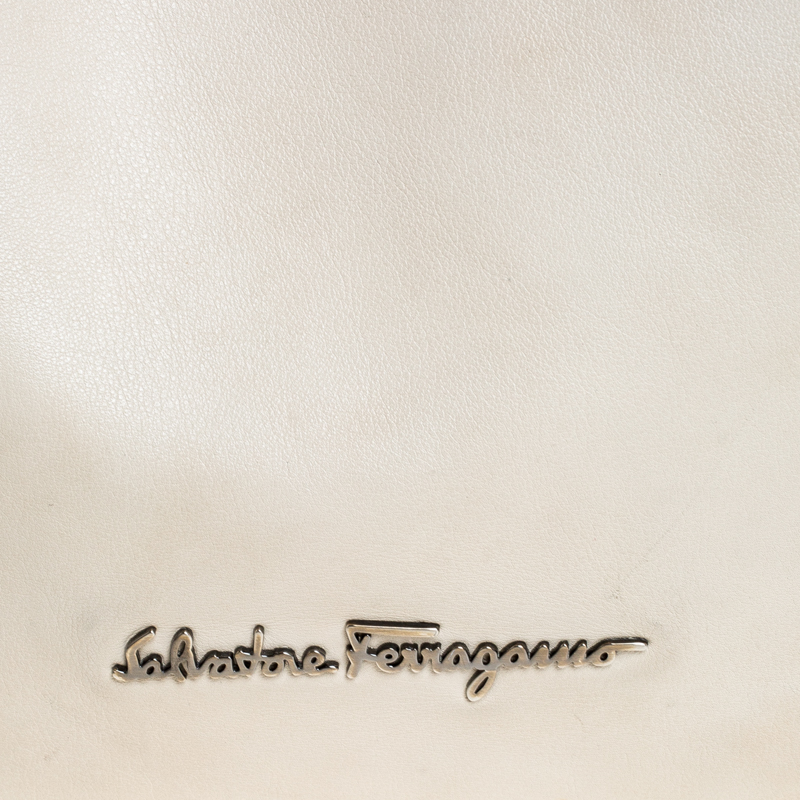 Salvatore Ferragamo Off-White Leather Hobo
