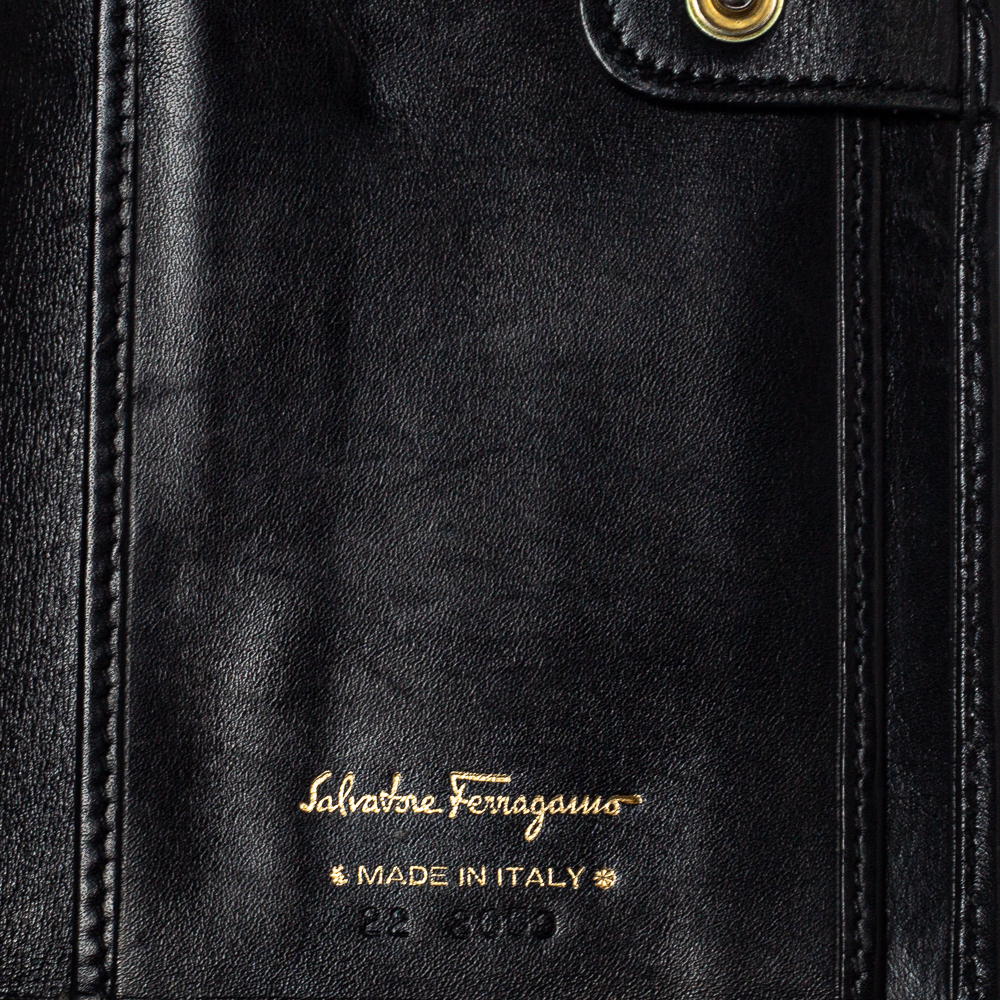 Salvatore Ferragamo Black Leather Bow Wallet