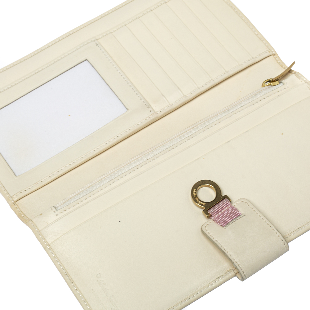 Salvatore Ferragamo Pink/Cream Gancini Canvas And Leather Wallet