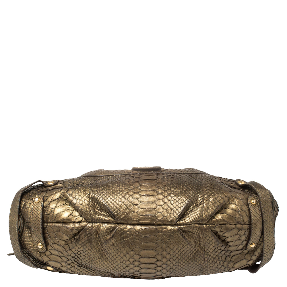 Salvatore Ferragamo Gold Python Shoulder Bag