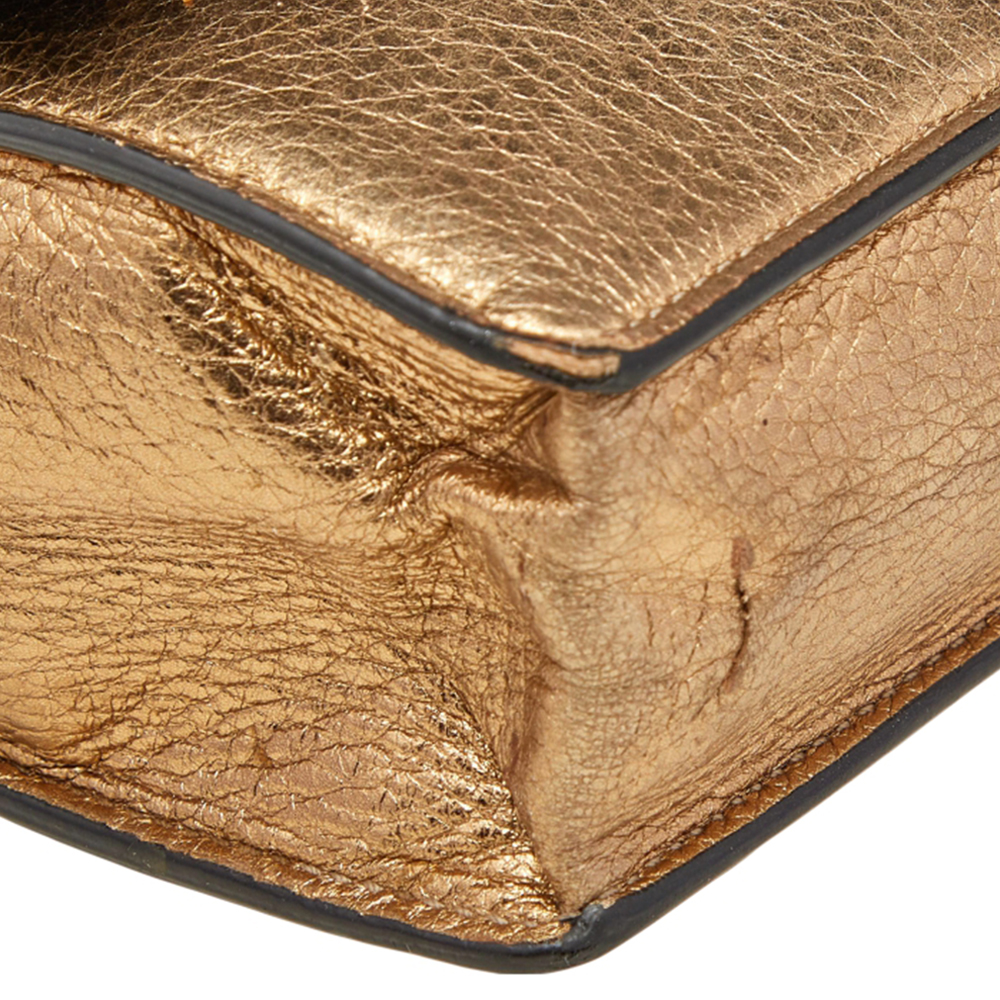 Salvatore Ferragamo Gold Leather Vara Bow Shoulder Bag