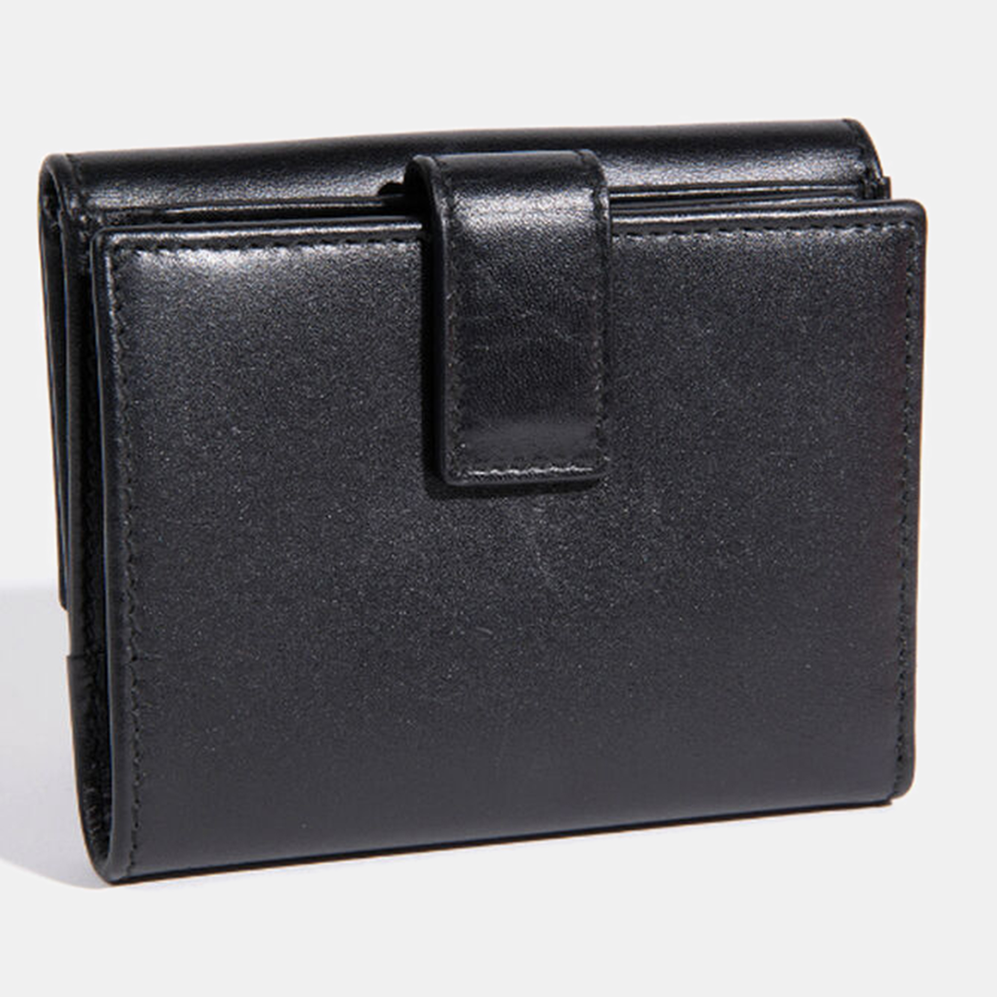 Salvatore Ferragamo Black  Leather Compact Wallet