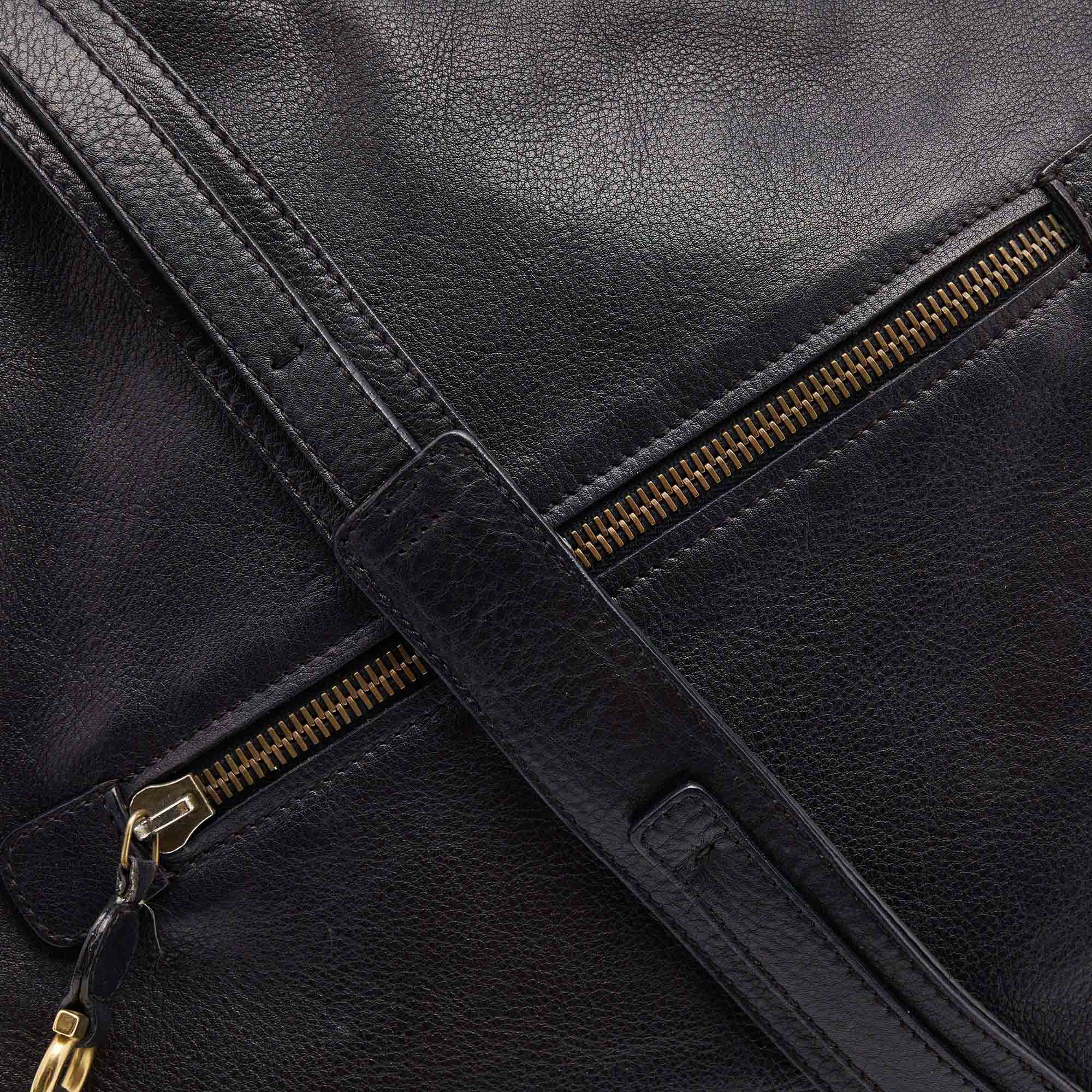 Salvatore Ferragamo Black Leather Messenger Bag