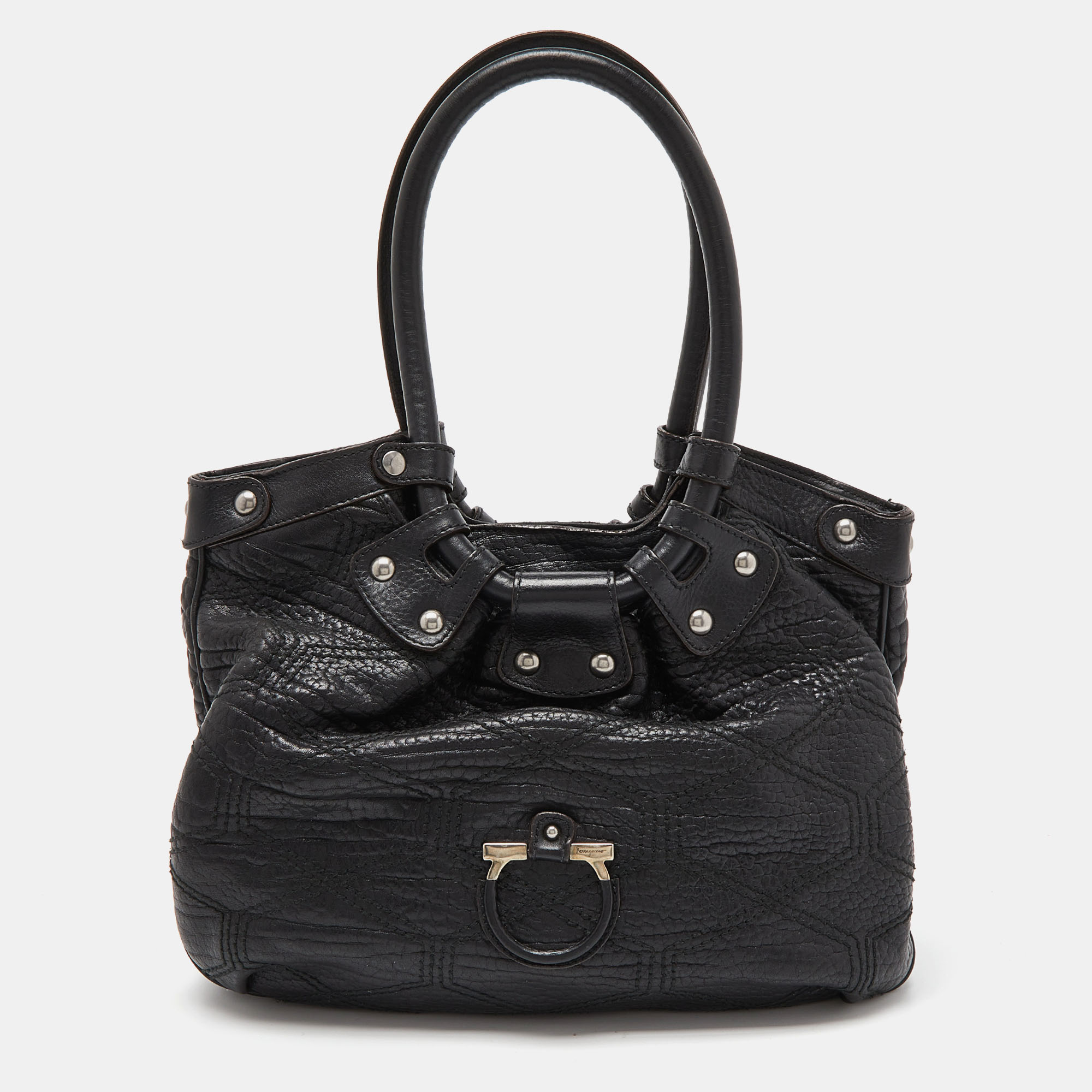 Salvatore Ferragamo Black Leather Shoulder Bag