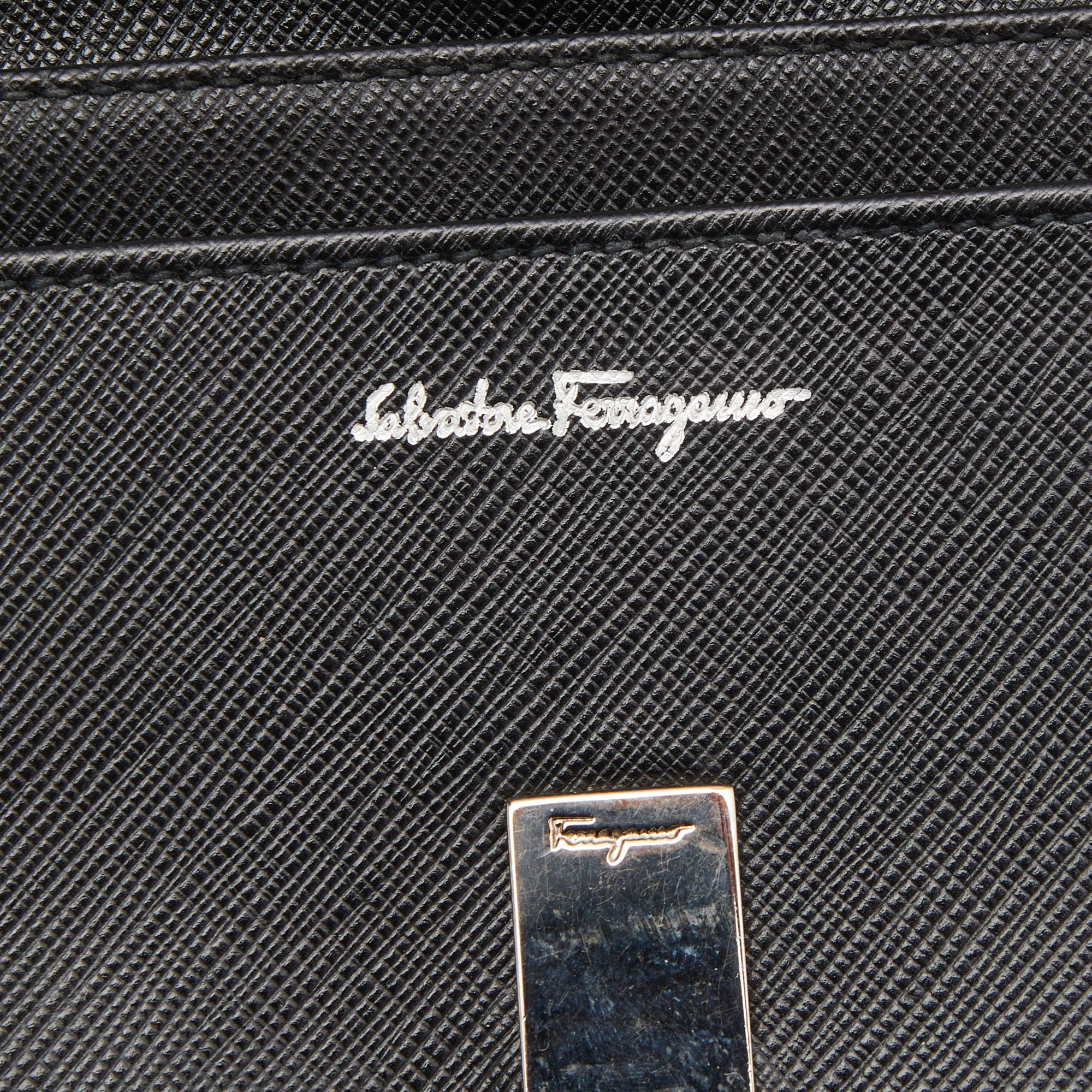 Salvatore Ferragamo Black Leather Gancini Bit Continental Wallet