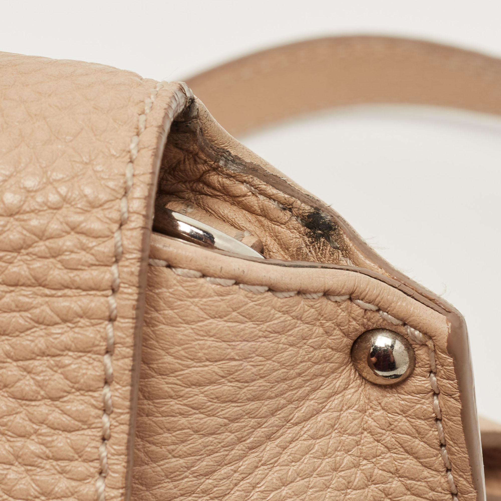 Salvatore Ferragamo Beige Leather Small Sofia Top Handle Bag
