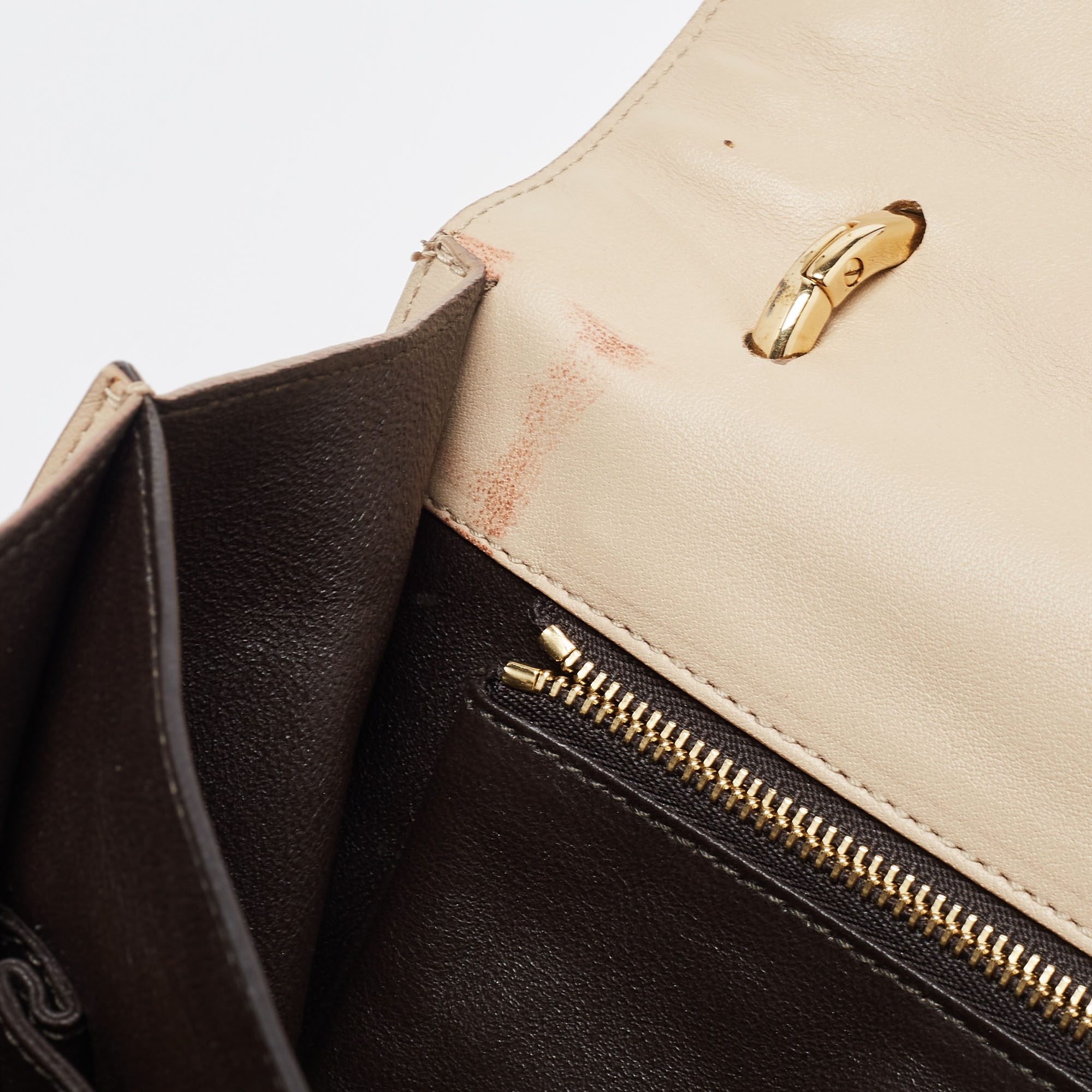 Salvatore Ferragamo Beige Quilted Leather Flap Shoulder Bag