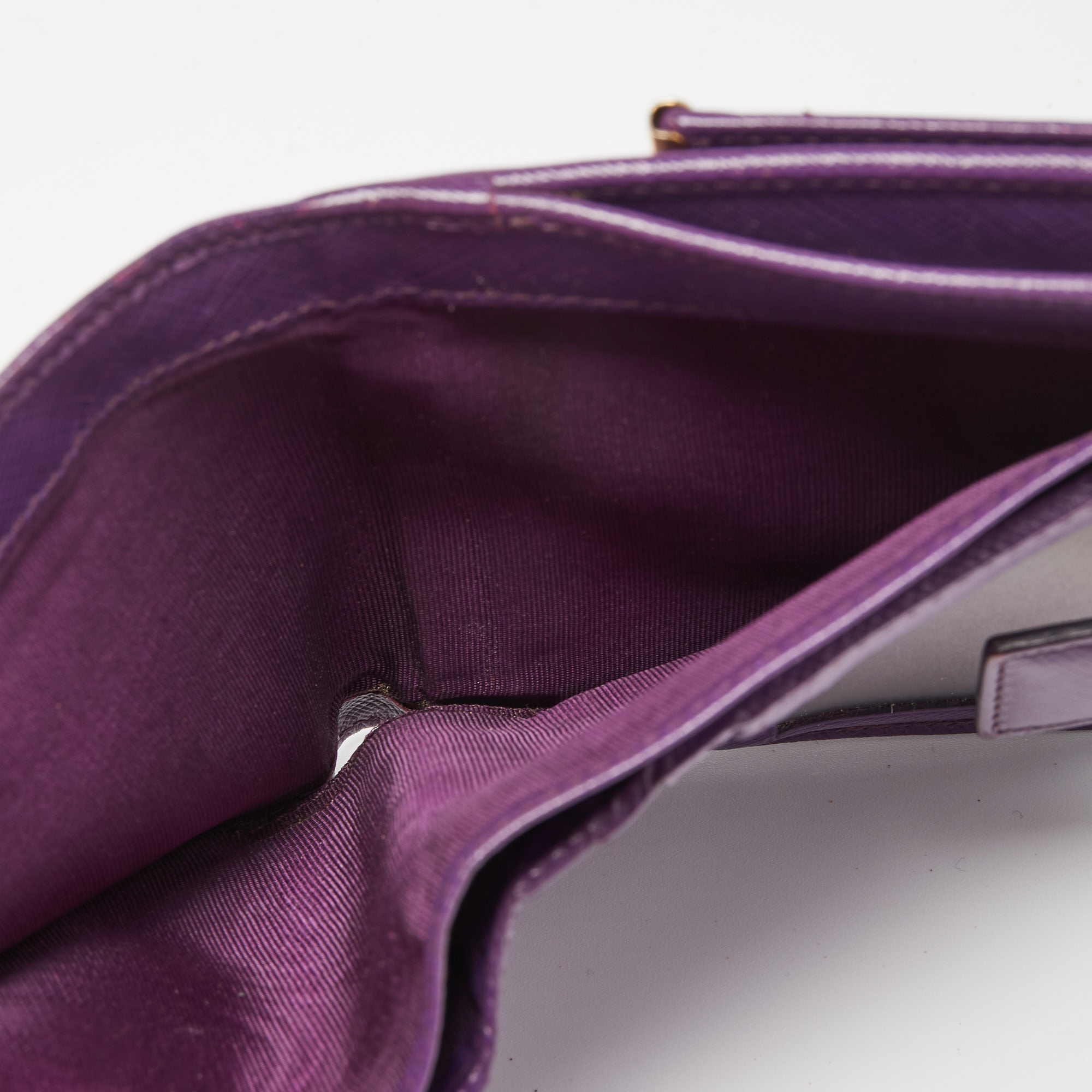 Salvatore Ferragamo Purple Leather Gancini Clip Compact Wallet