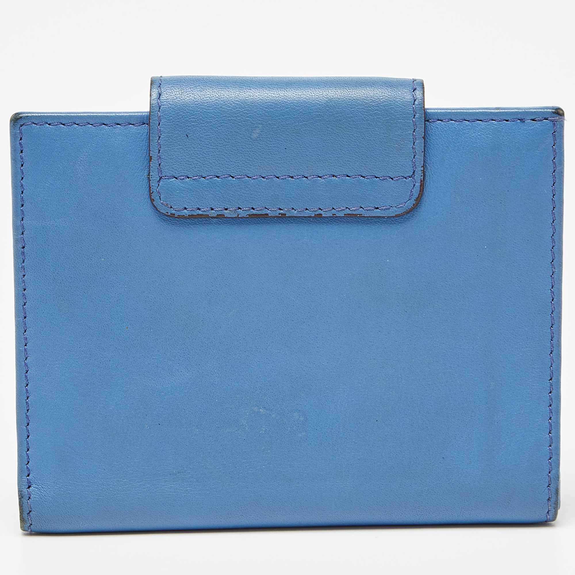 Salvatore Ferragamo Blue Leather Gancini Wallet