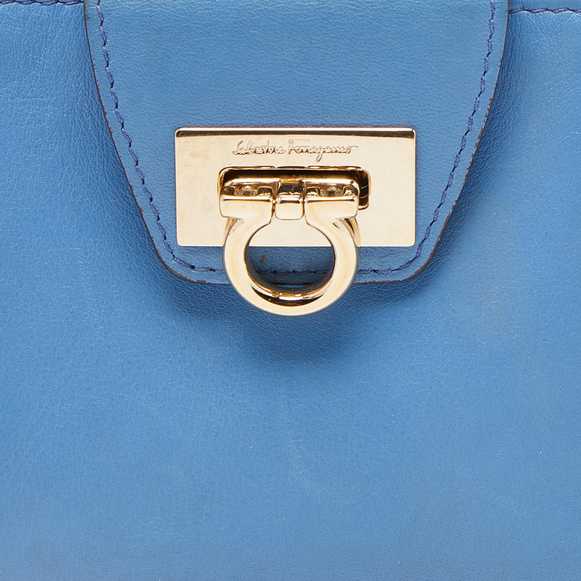 Salvatore Ferragamo Blue Leather Gancini Wallet