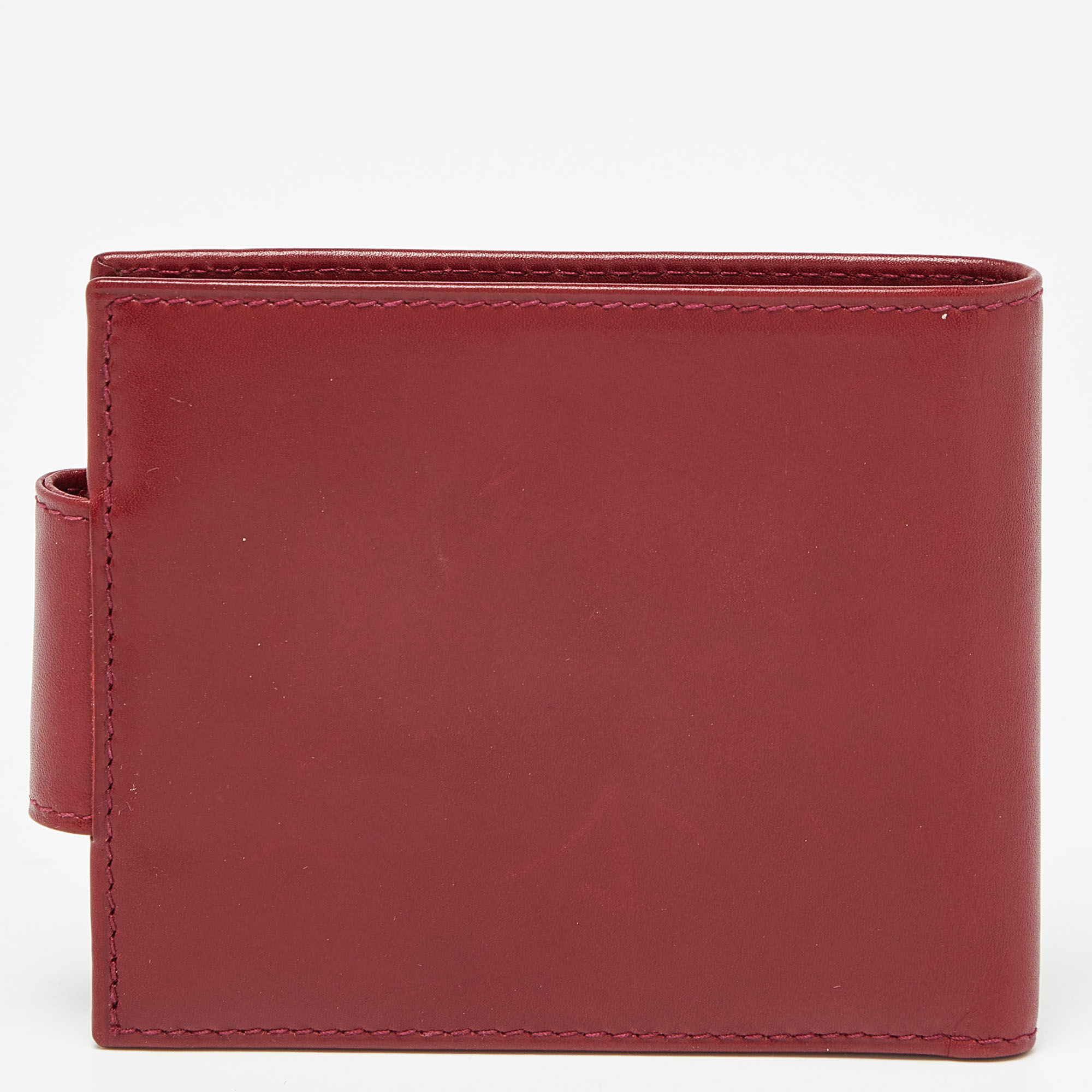 Salvatore Ferragamo Burgundy Leather Gancini Flap Compact Wallet