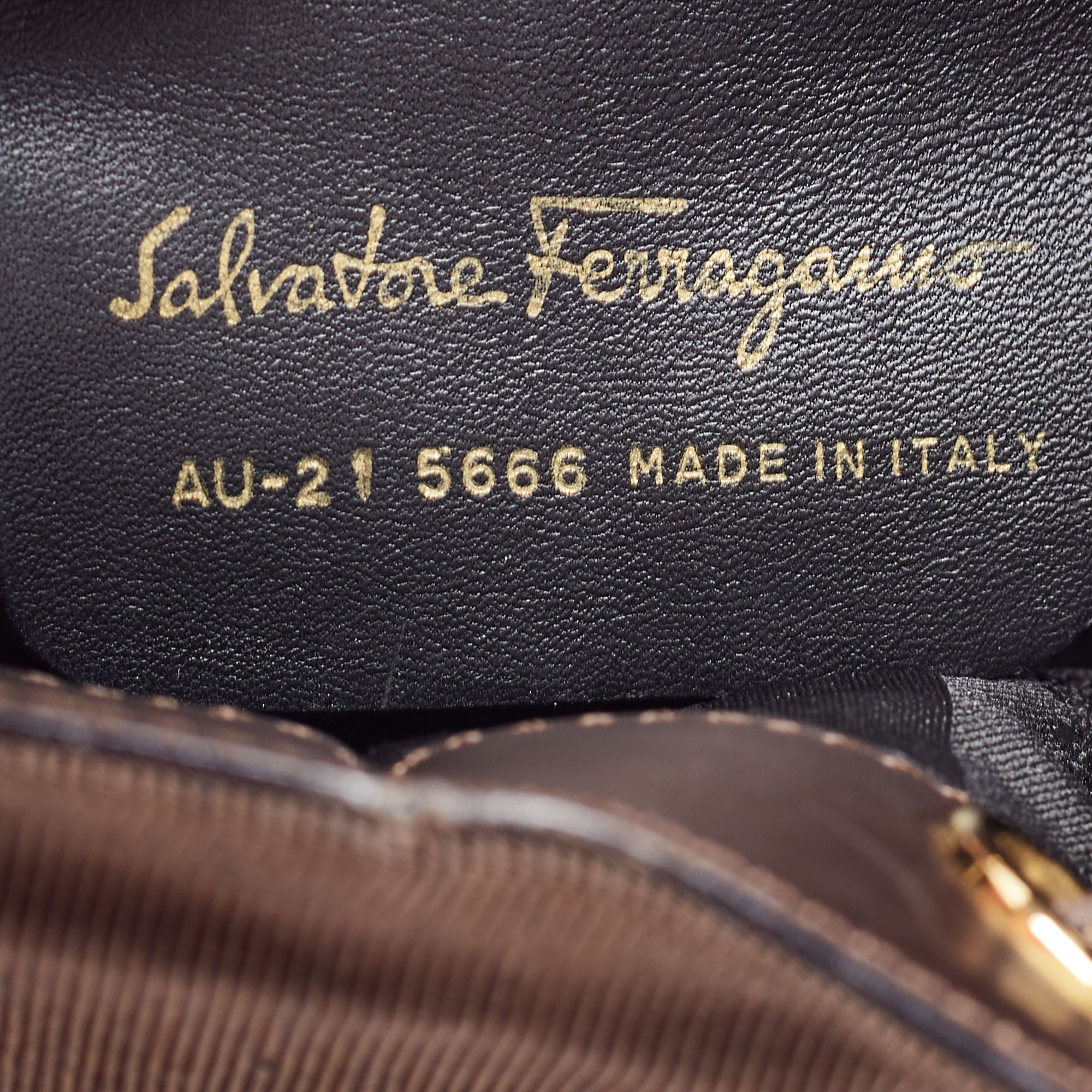 Salvatore Ferragamo Brown Nylon And Leather Mini Vintage Backpack