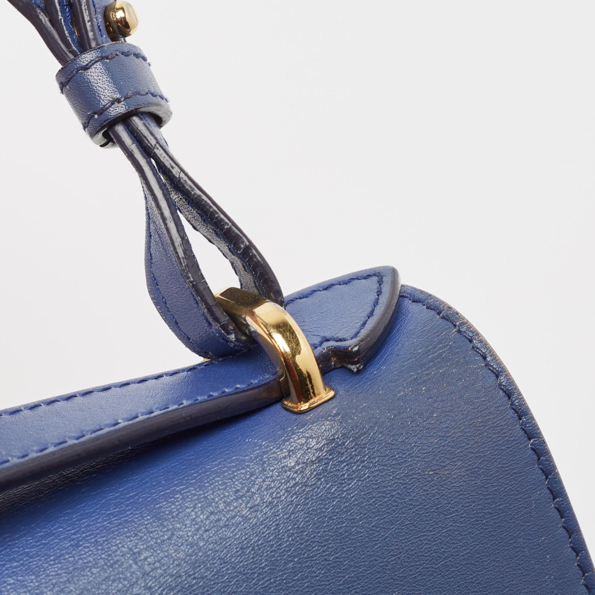 Salvatore Ferragamo Blue Leather Marisol Top Handle Bag