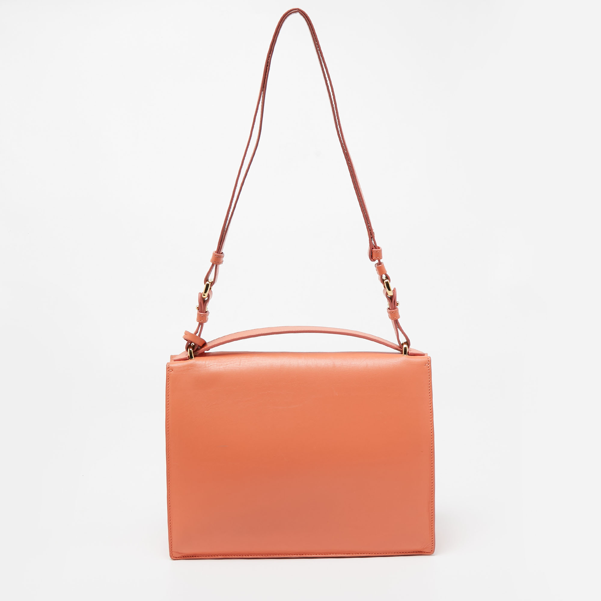 Salvatore Ferragamo Orange Leather Marisol Top Handle Bag