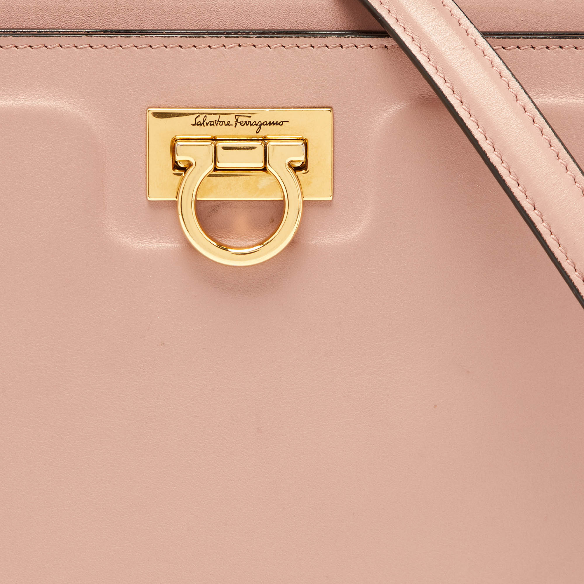Salvatore Ferragamo Pink Leather Trifolio Crossbody Bag