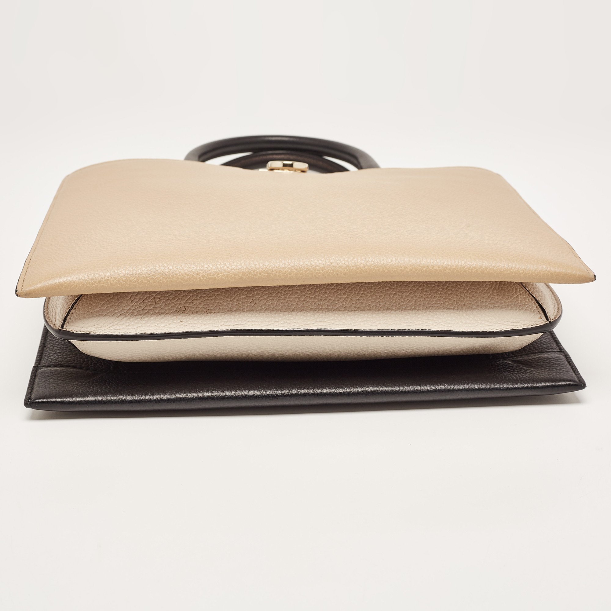 Salvatore Ferragamo Tricolor Leather Trifolio Top Handle Bag