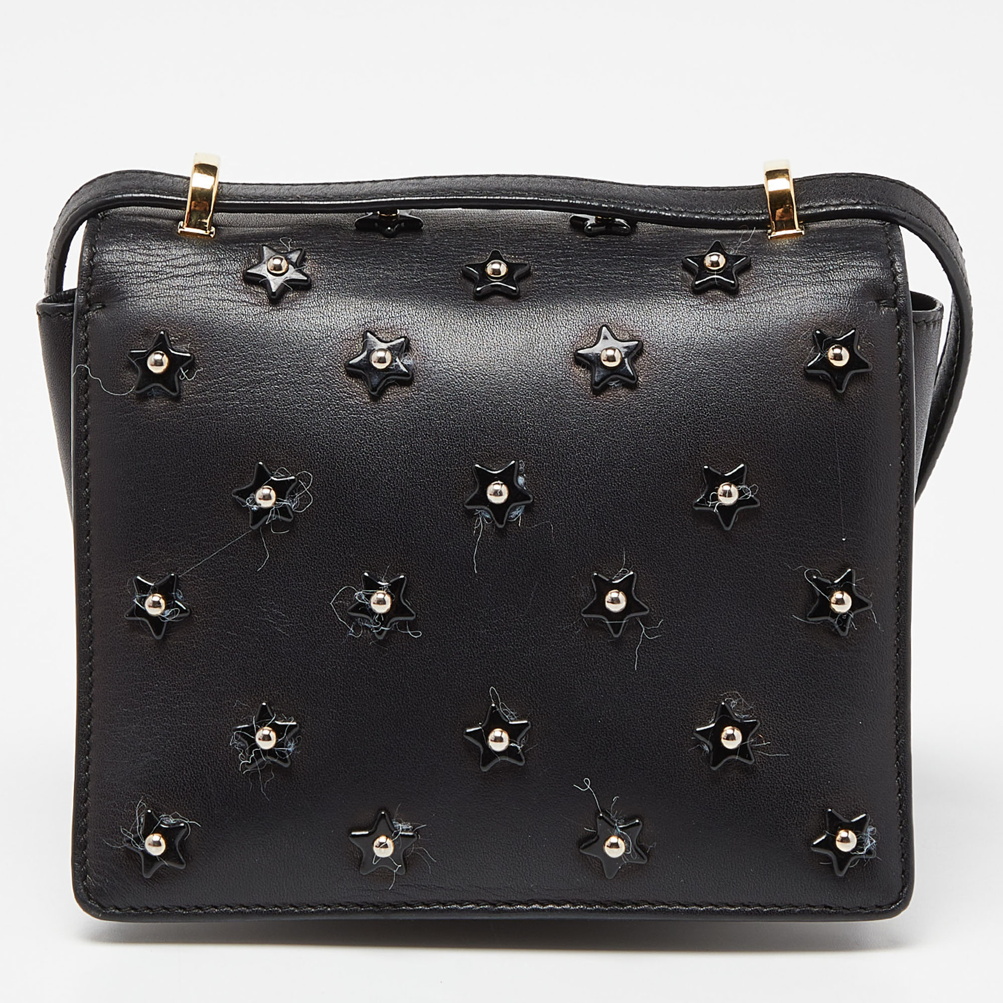 Salvatore Ferragamo Black Leather Vara Bow Embellished Crossbody Bag