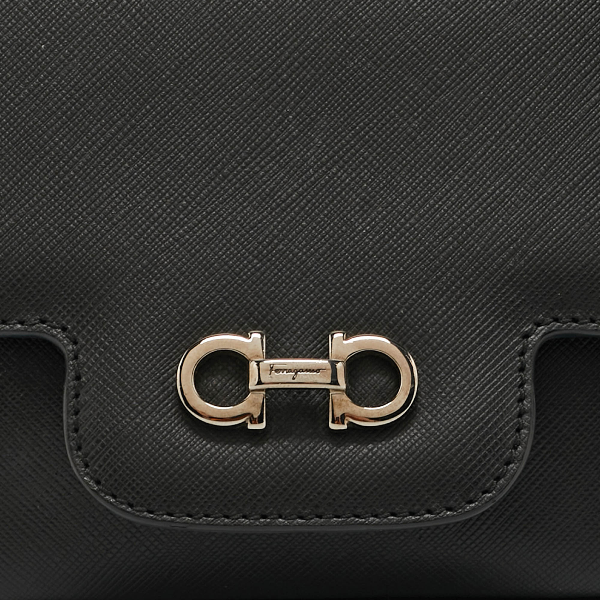 Salvatore Ferragamo Black Leather Gancini Icona Vit Paris Crossbody Bag