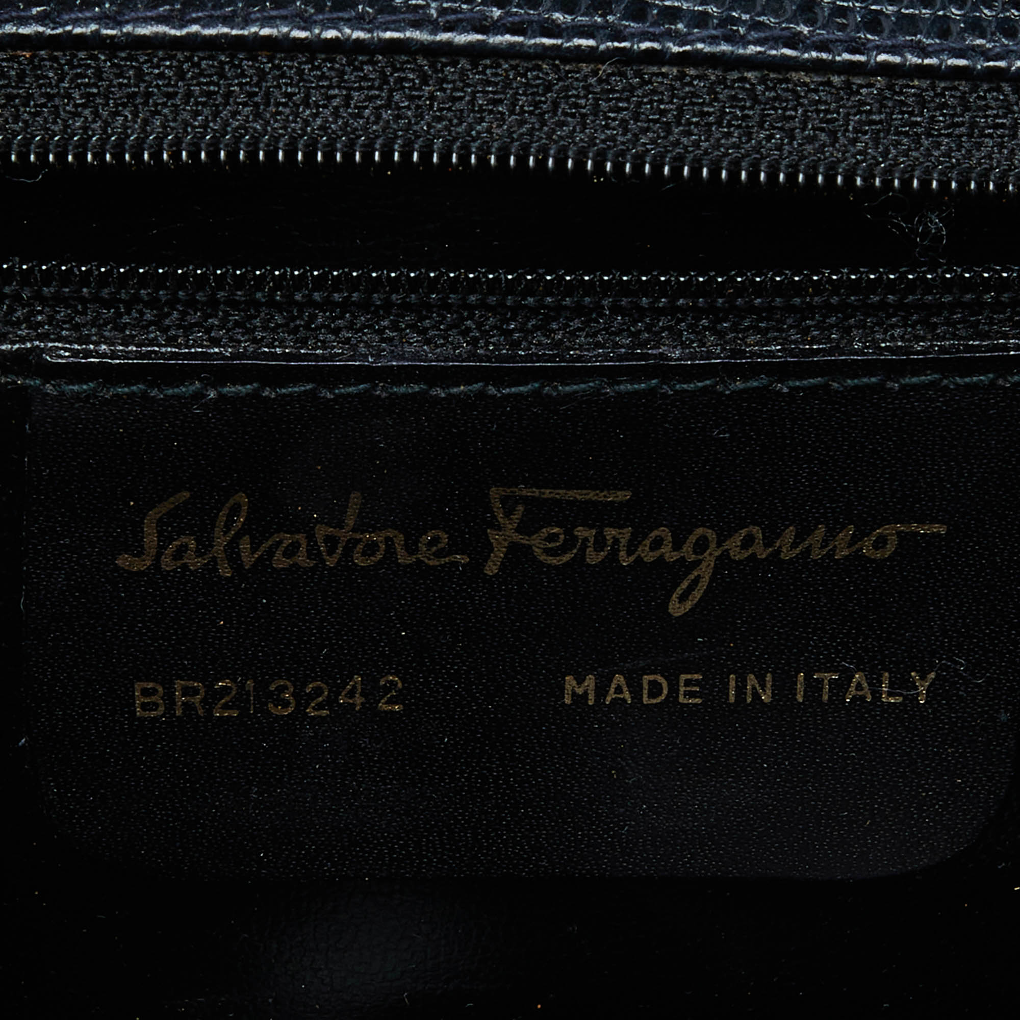 Salvatore Ferragamo Navy Blue Lizard Embossed Leather Gancini Flap Crossbody Bag
