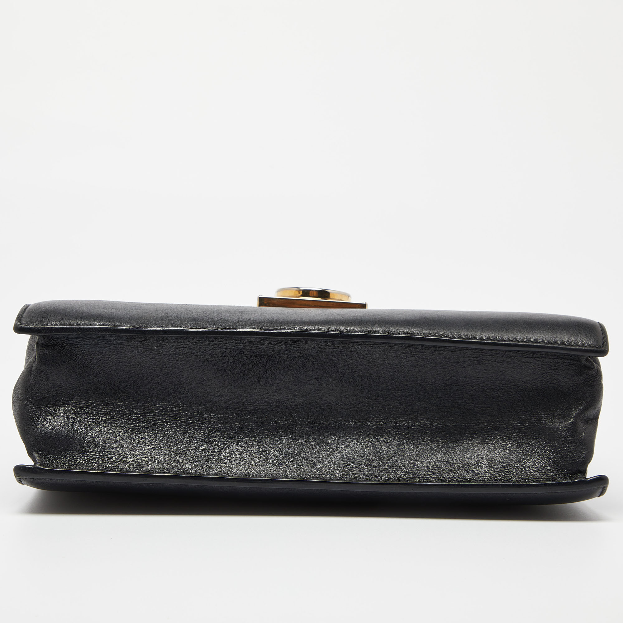 Salvatore Ferragamo Black Leather Gancio Lock Top Handle Bag