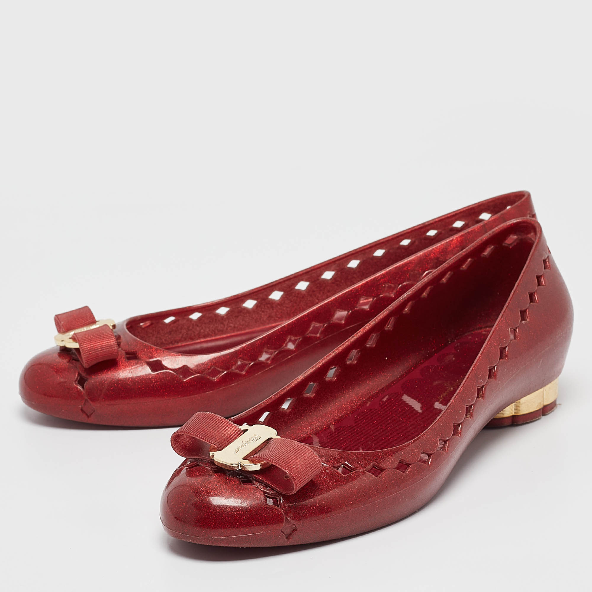 Salvatore Ferragamo Red Jelly Ballet Flats Size 39.5