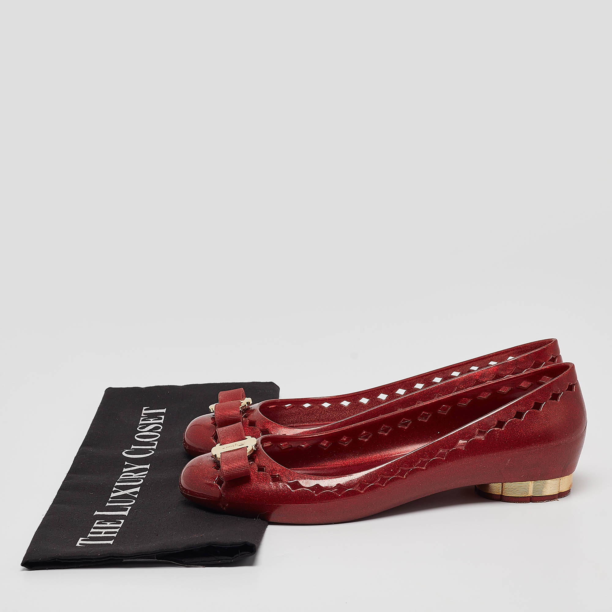 Salvatore Ferragamo Red Jelly Ballet Flats Size 39.5