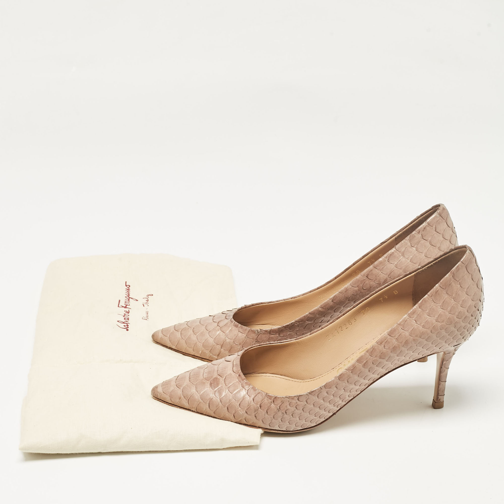 Salvatore Ferragamo Beige Python Susi Pumps Size 38