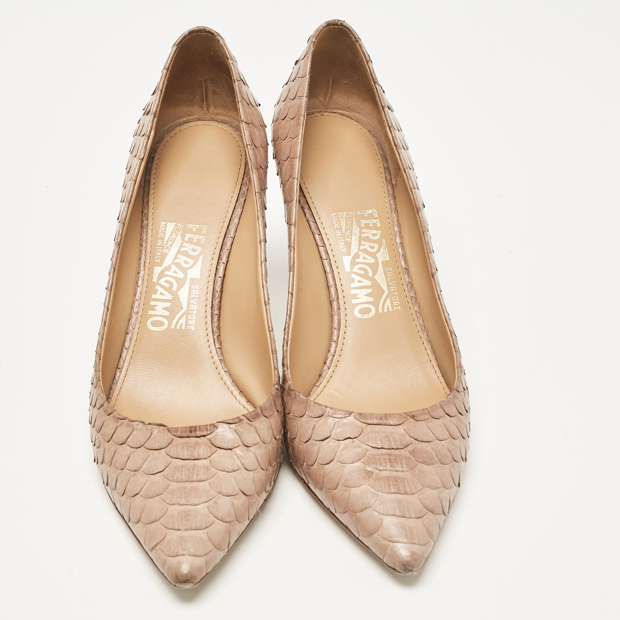 Salvatore Ferragamo Beige Python Susi Pumps Size 38