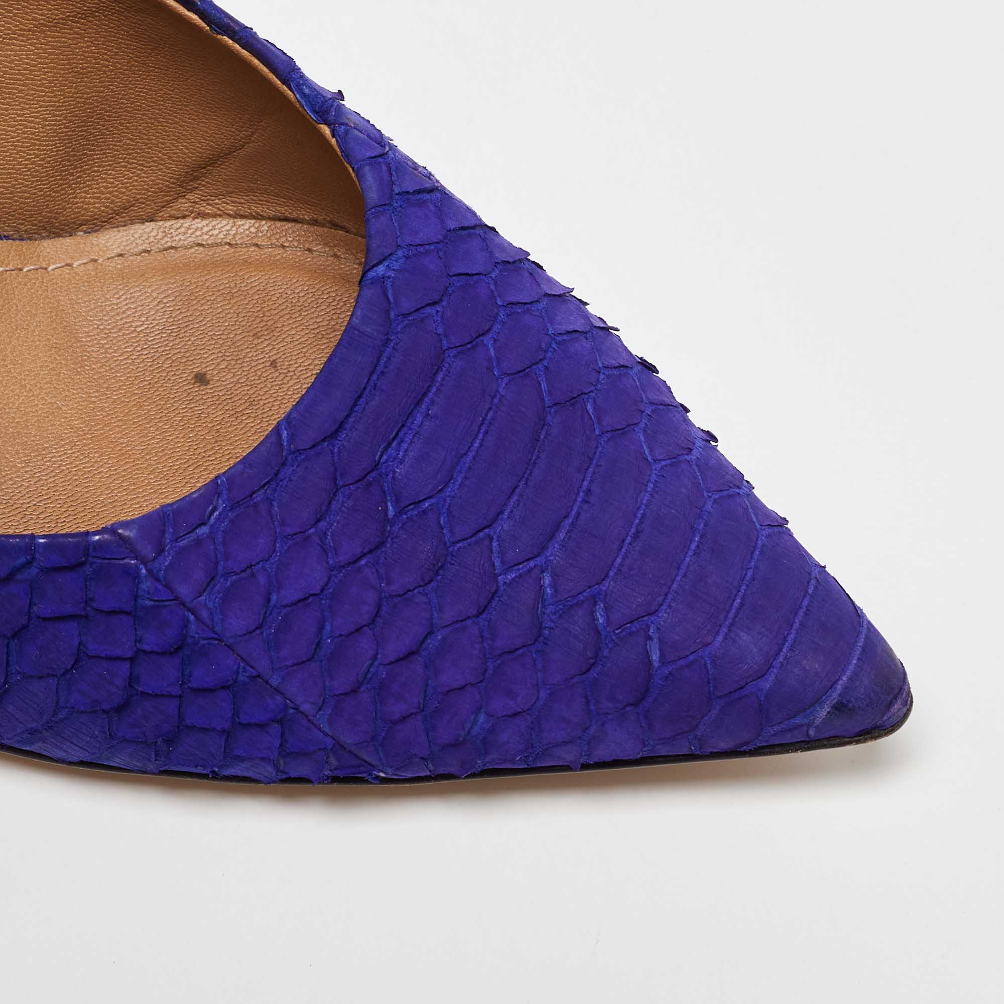 Salvatore Ferragamo Indigo Purple Python Pointed Toe Pumps Size 39