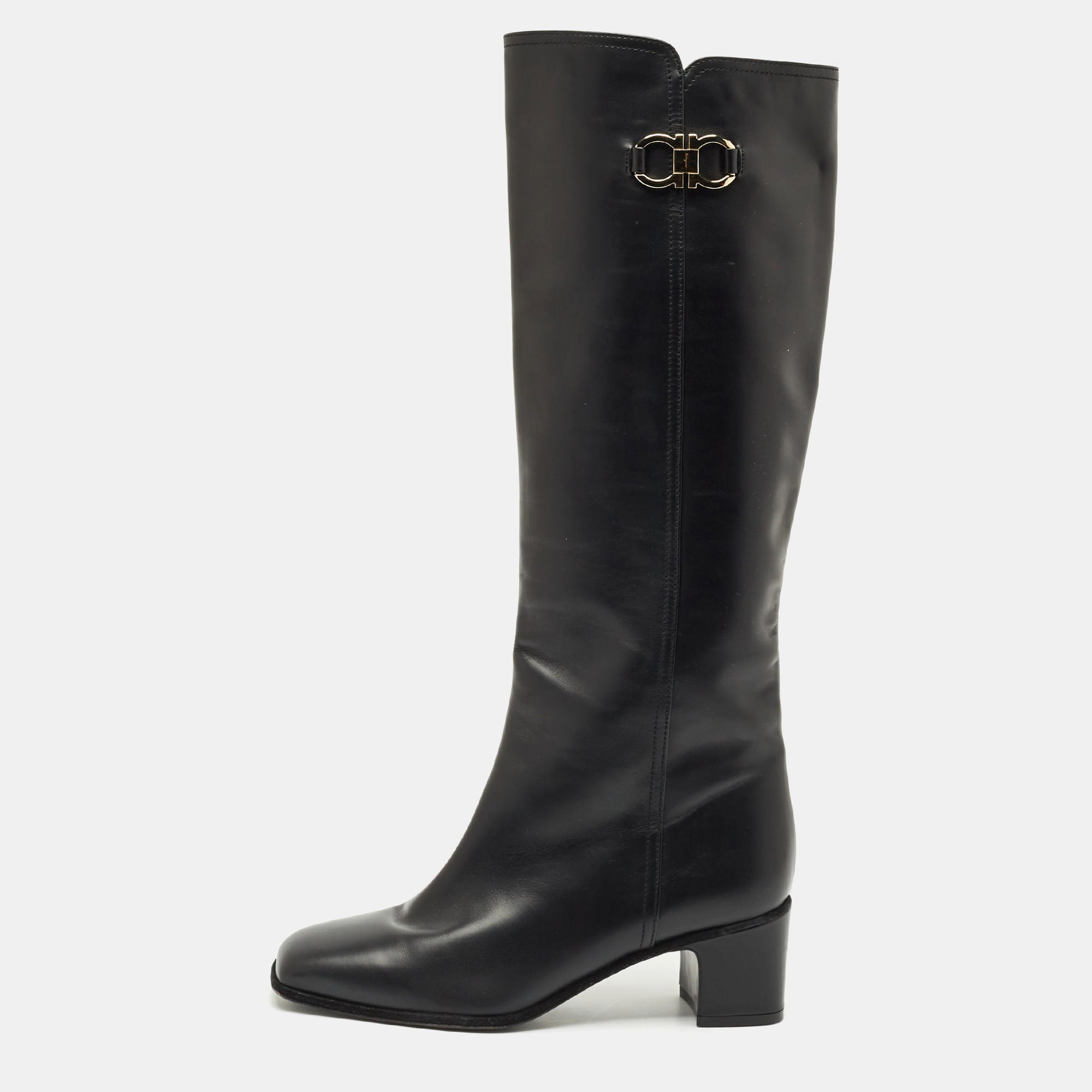 Salvatore Ferragamo Black Leather Gancini Knee Length Boots Size 38
Salvatore Ferragamo Black Leather Gancini Knee Length Boots Size 38