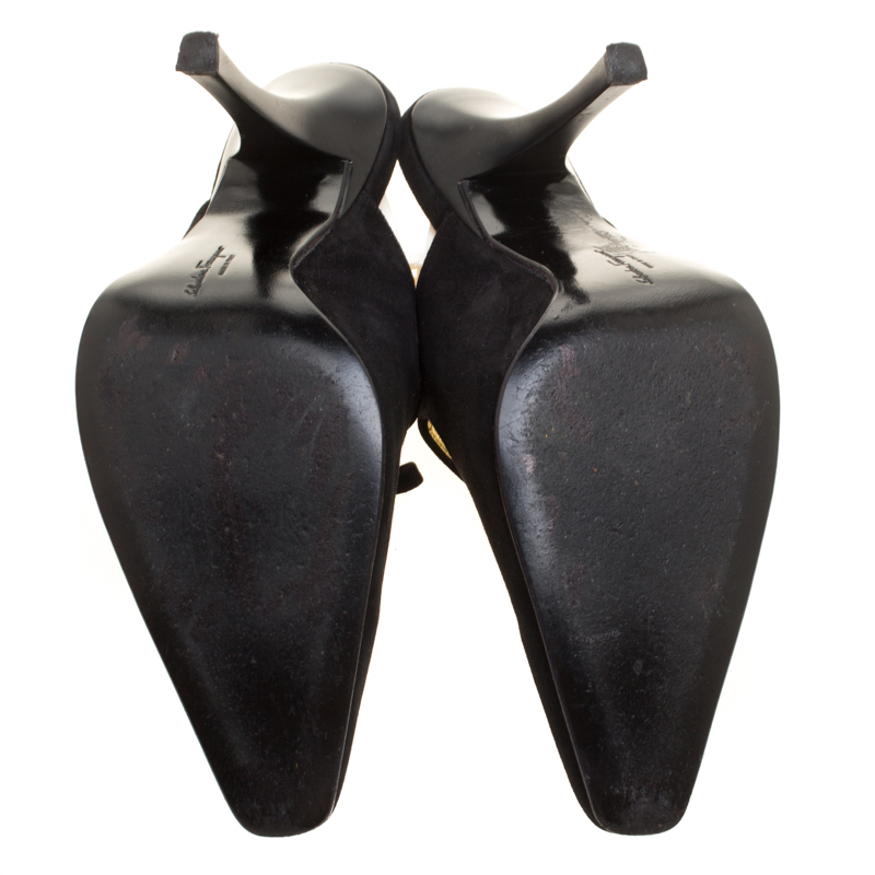 Salvatore Ferragamo Black Suede Anamur Pointed Toe Mules Size 38.5