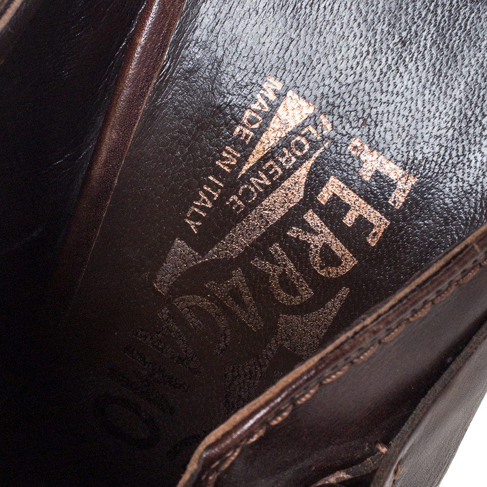 Salvatore Ferragamo Brown Leather Mule Sandals Size 37.5