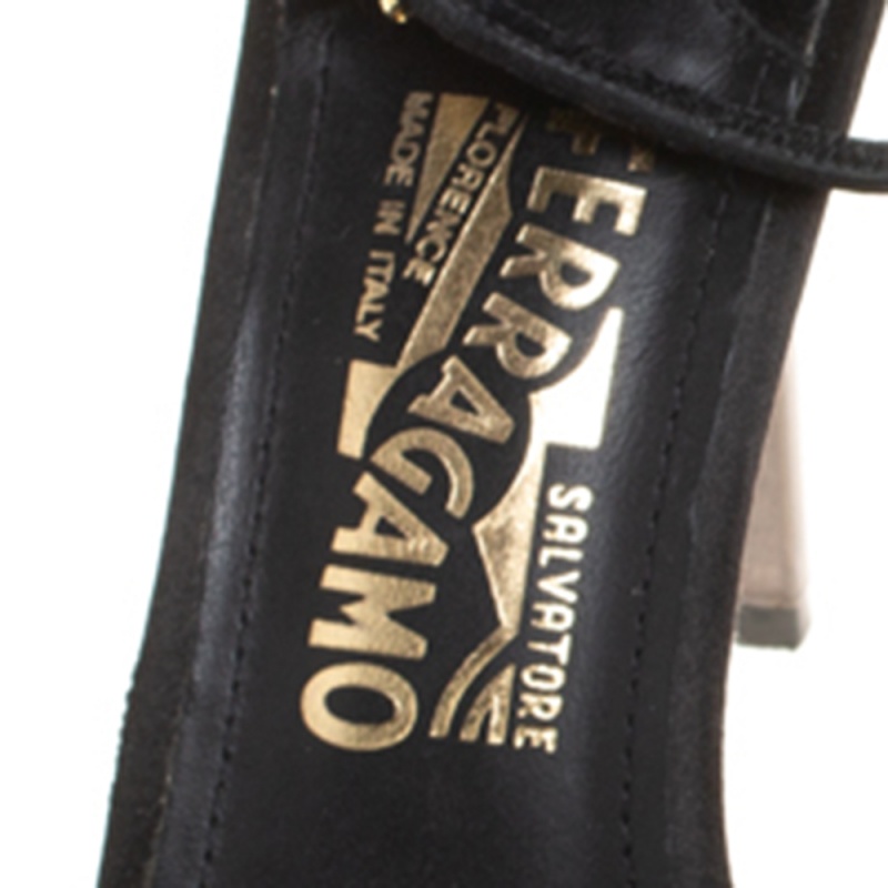 Salvatore Ferragamo Black Satin Embellished Heel Ankle Strap Sandals Size 40