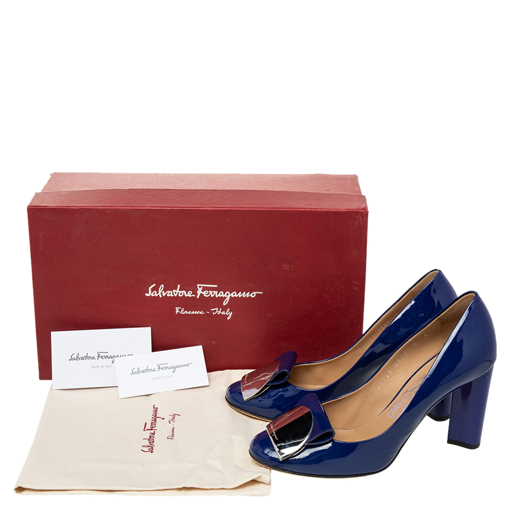 salvatore ferragamo blue heels