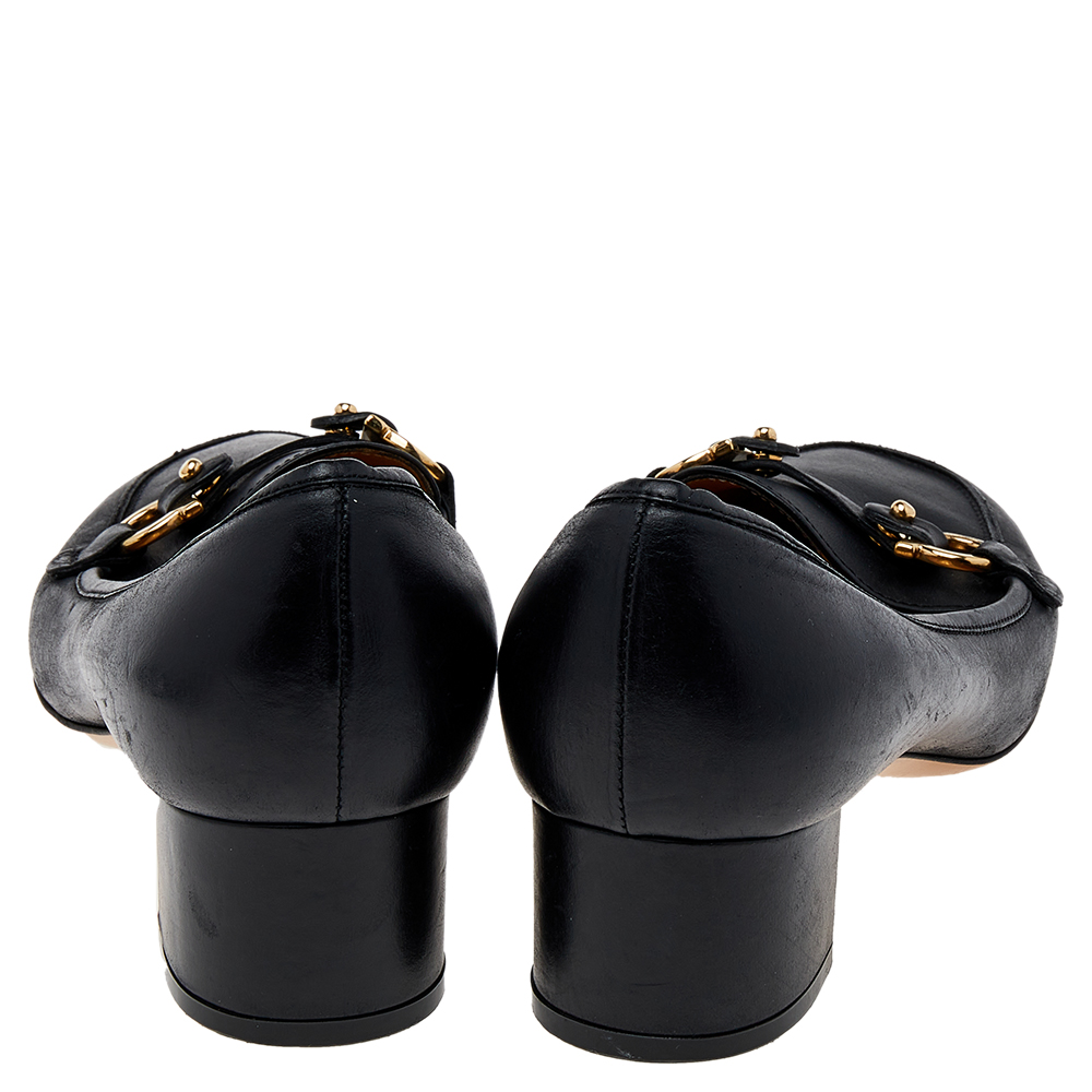 Salvatore Ferragamo Black Leather Slip On Pumps Size 37