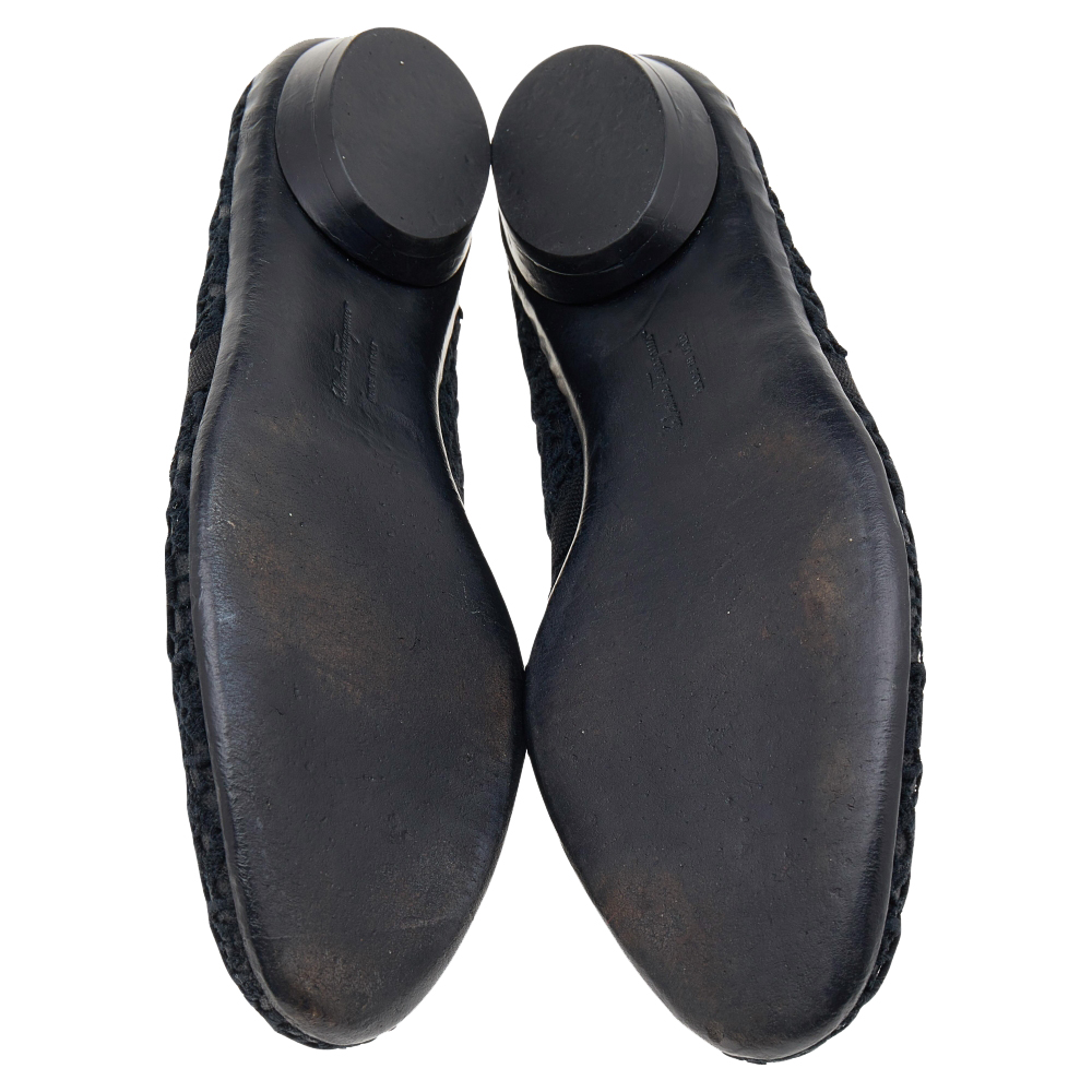 Salvatore Ferragamo Black Lace Ballet Flats Size 38.5