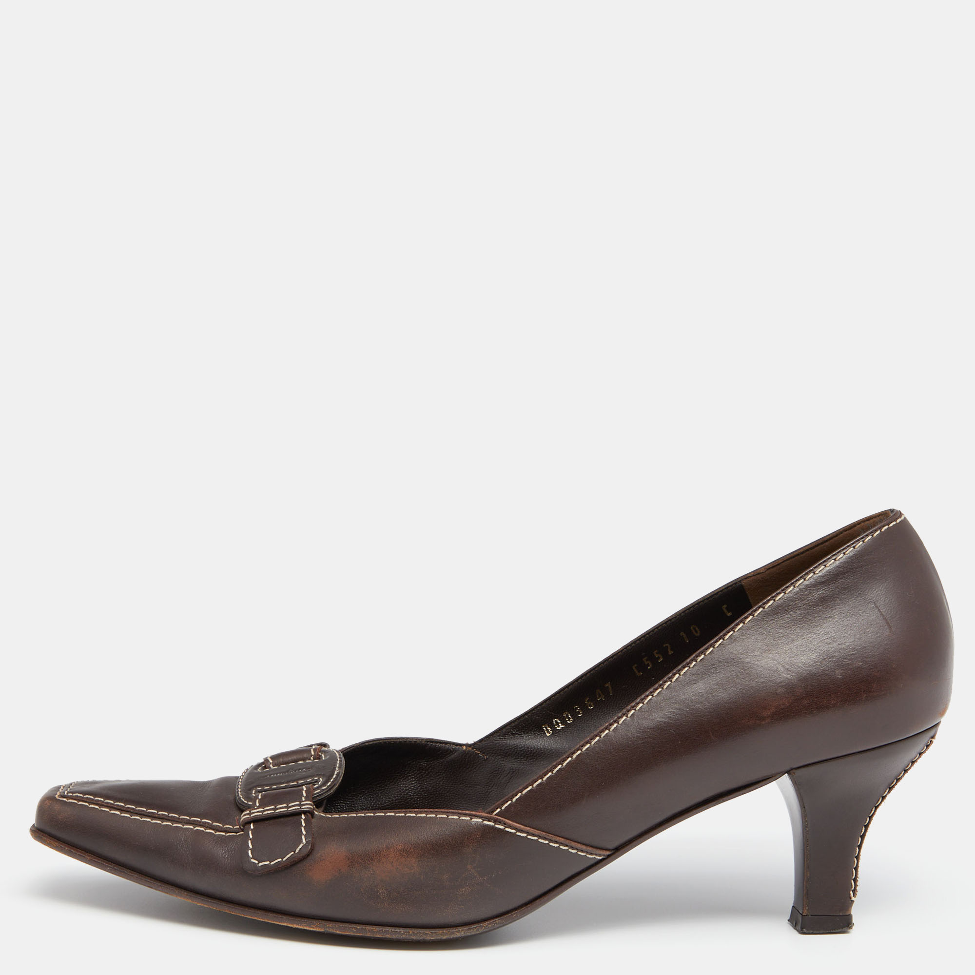

Salvatore Ferragamo Vintage Brown Leather Pointed Toe Pumps Size